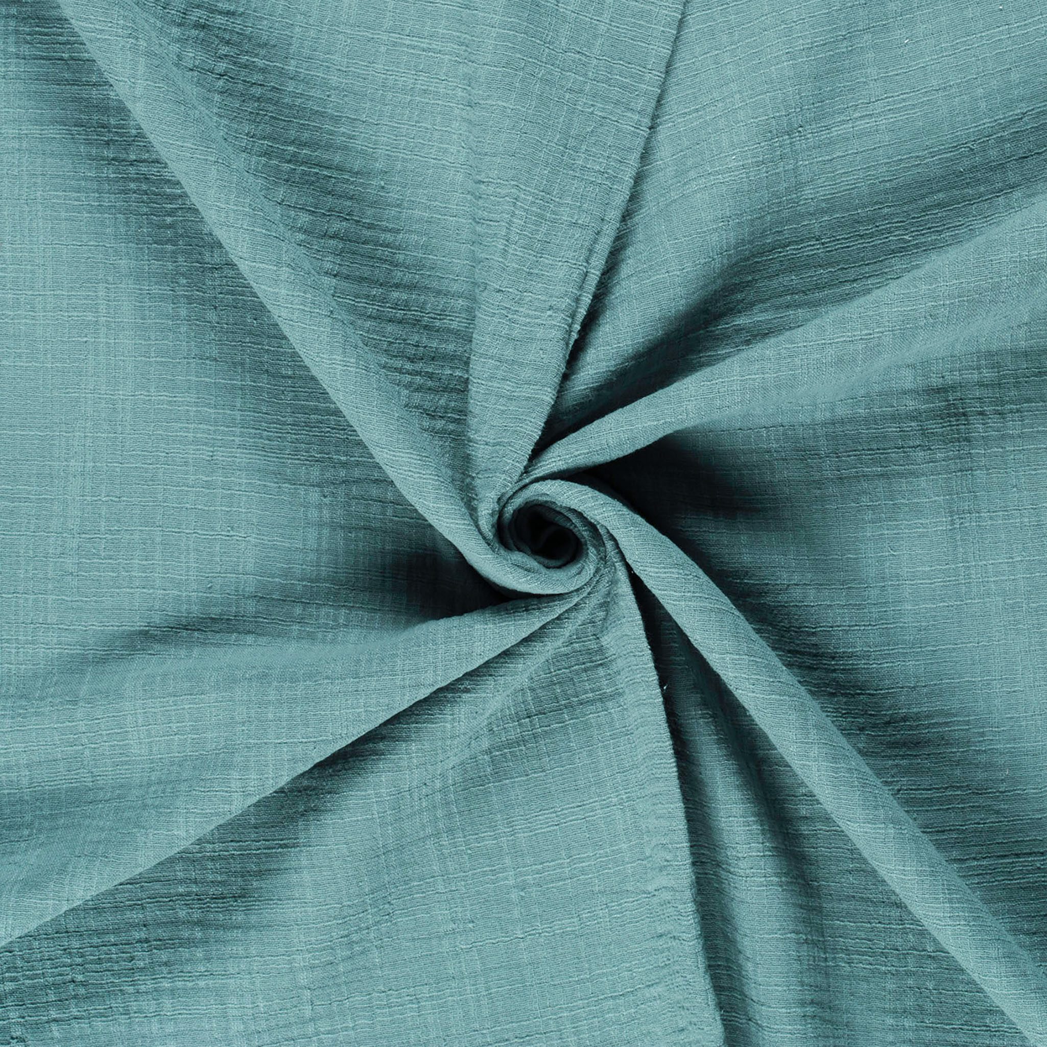 maDDma Stoff Musselin Slub Double Gauze ab 1m x 1,30m unifarben Baumwollstoff, graublau