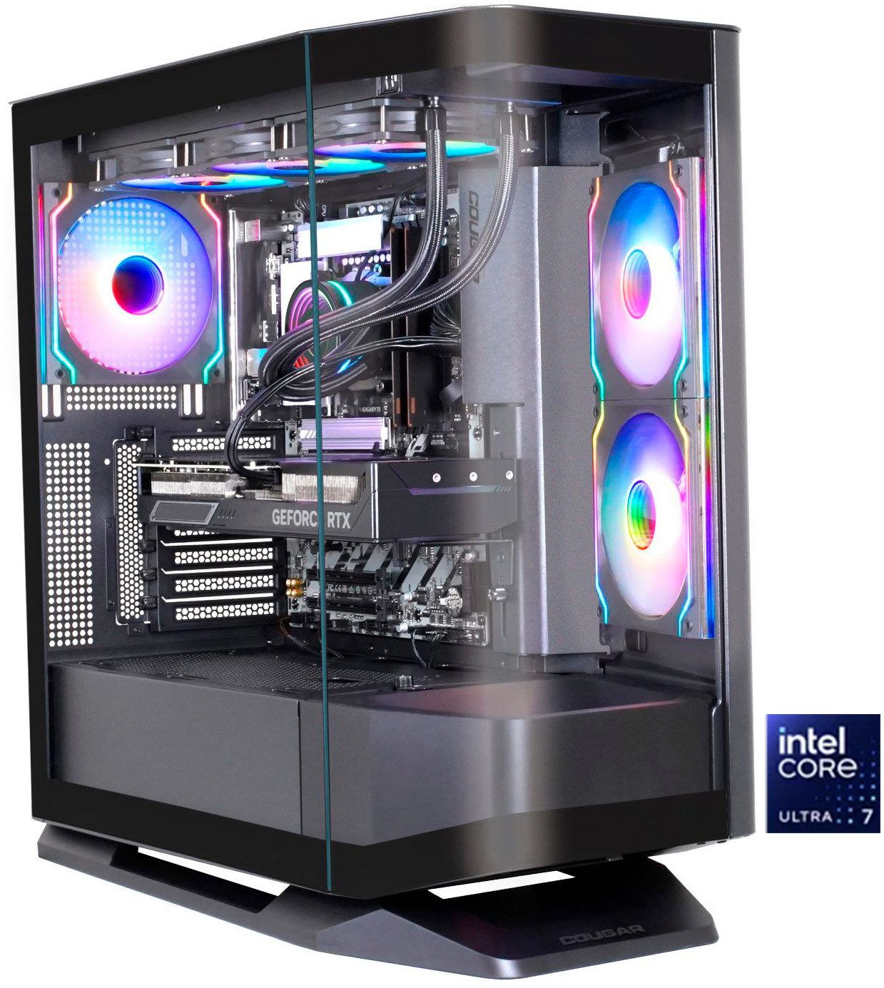 Cougar FV270 BK Core Ultra 7 270K Plus 32GB DDR5 1TB SSD Gaming-PC (Intel® Core Ultra 7 270K Plus, RTX 5080, 32 GB RAM, 1000 GB SSD, Wasserkühlung, Windows 11, DDR5 RAM)
