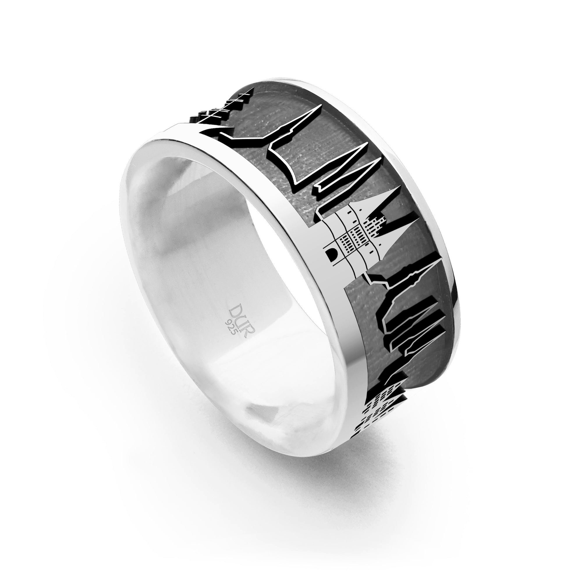 Fingerring DUR Schmuck: Ring "Lübeck" Stadtring 925er Sterlingsilber dunkel rhodi