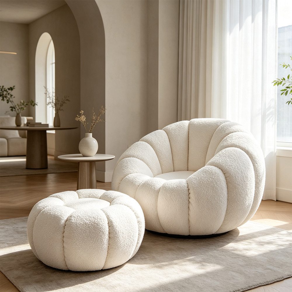 Muxing Loungesessel Teddy-Loungesessel, weich gepolstert, besonderes Design (2-St) – Bild 4 von 5