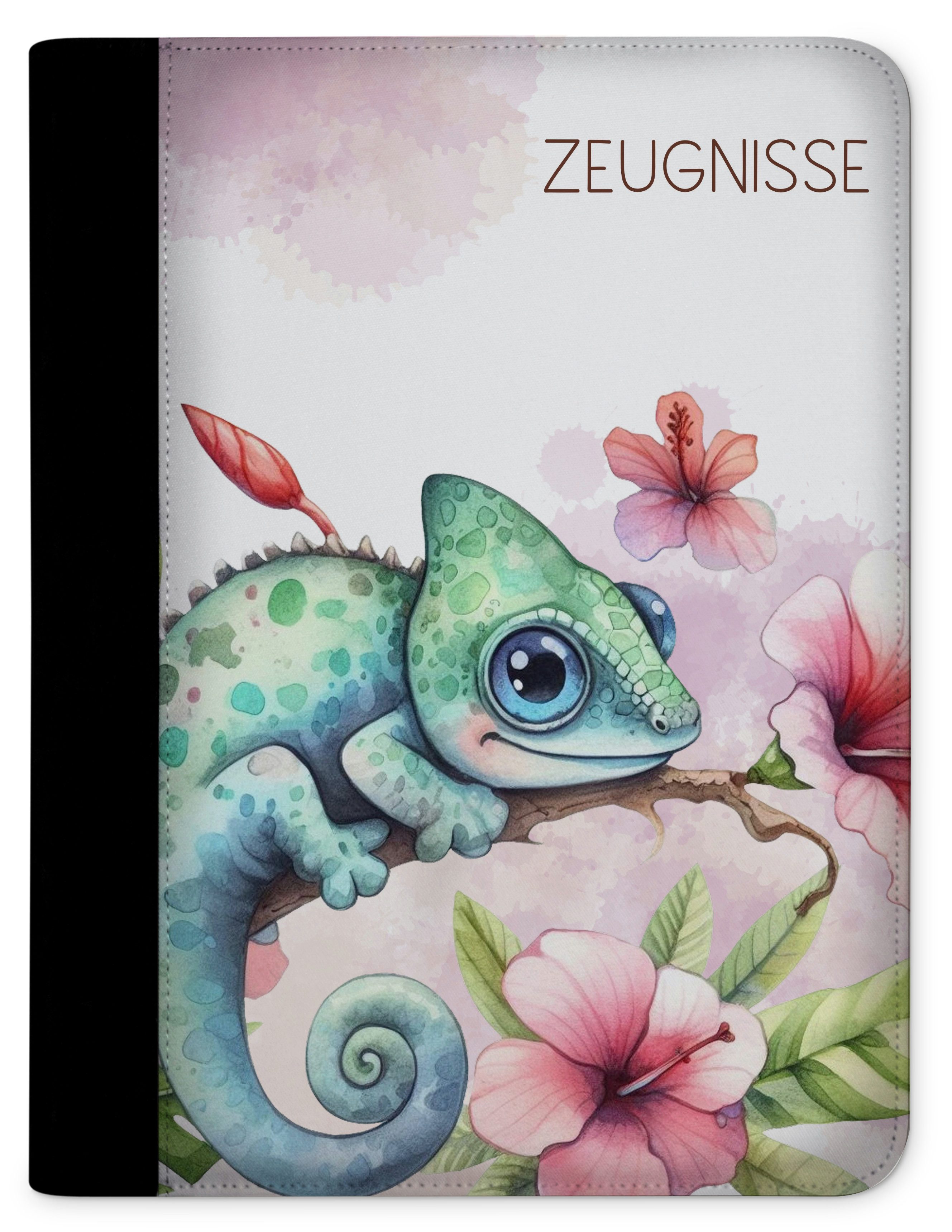 Schreibmappe Kinder Zeugnismappe, Dokumentenmappe, Ordner A4, Chamälion