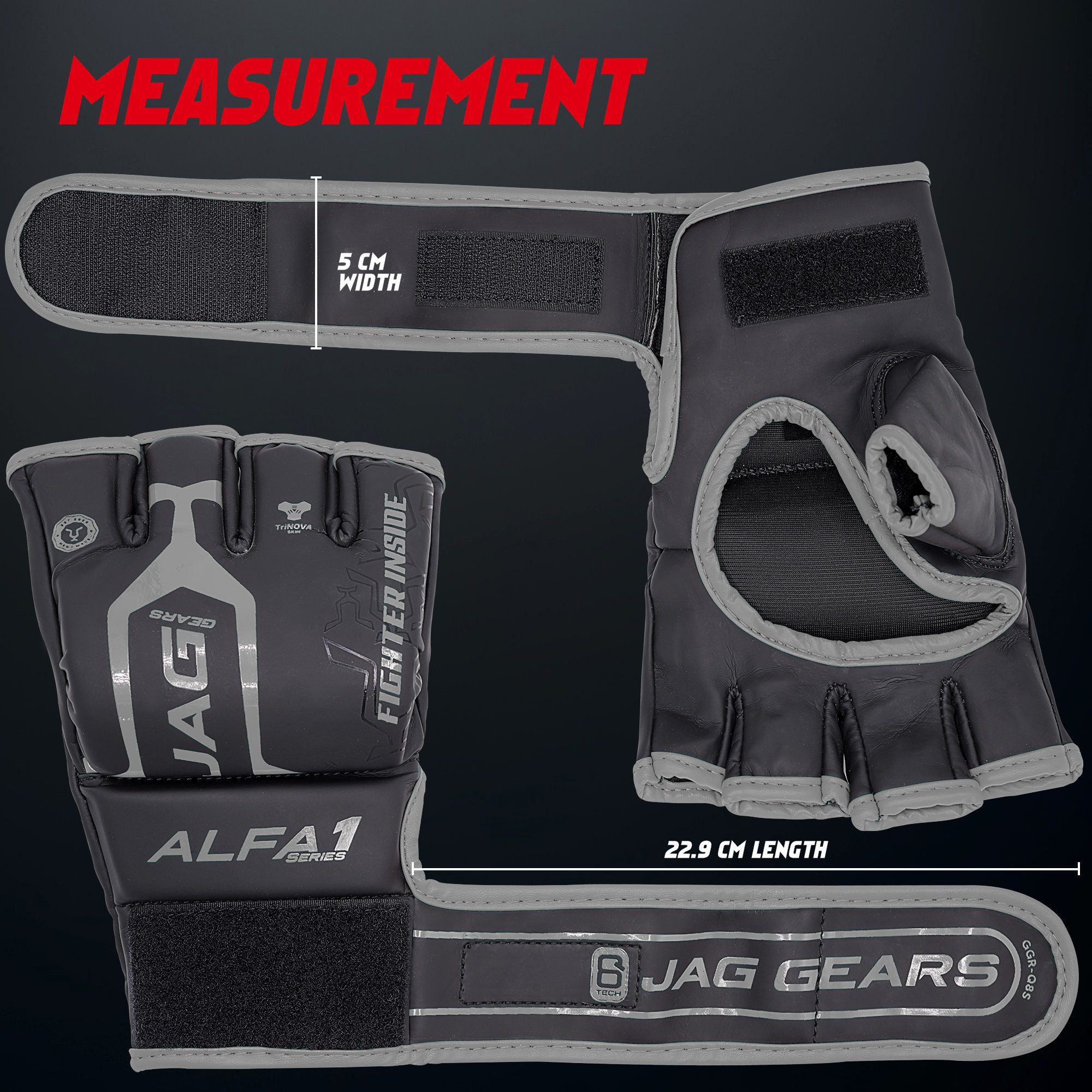 JAG GEARS MMA-Handschuhe MMA-Handschuhe Boxen Kickboxen Grappling und Sparring Handgelenkschutz (Set), Open-Palm MMA Gloves mit High-Density Knöchel- & Handschutz