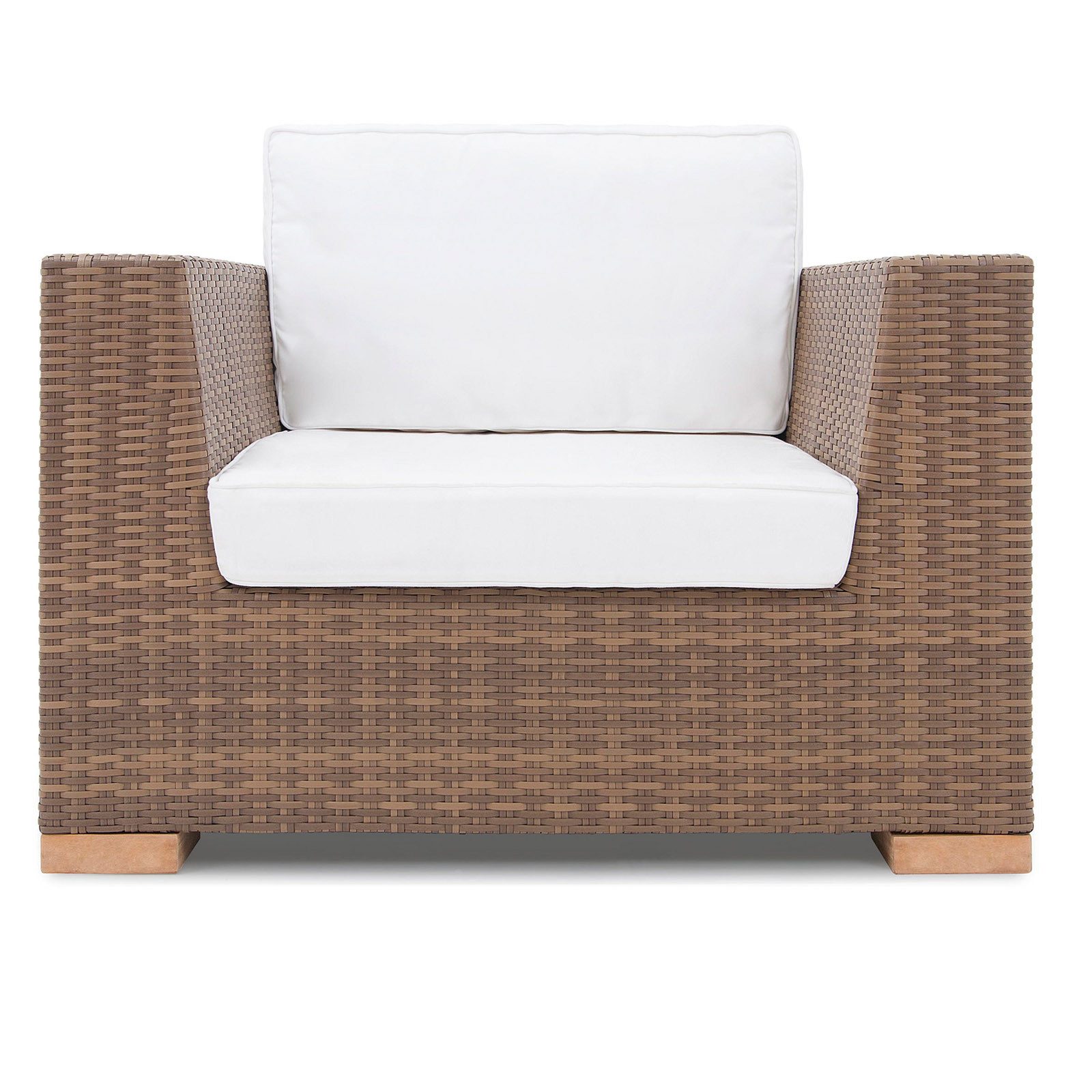 Garland Gartensessel Havanna, Poly Rattan mit Auflage Kissen Teak Holz Loungesessel Outdoor Garten