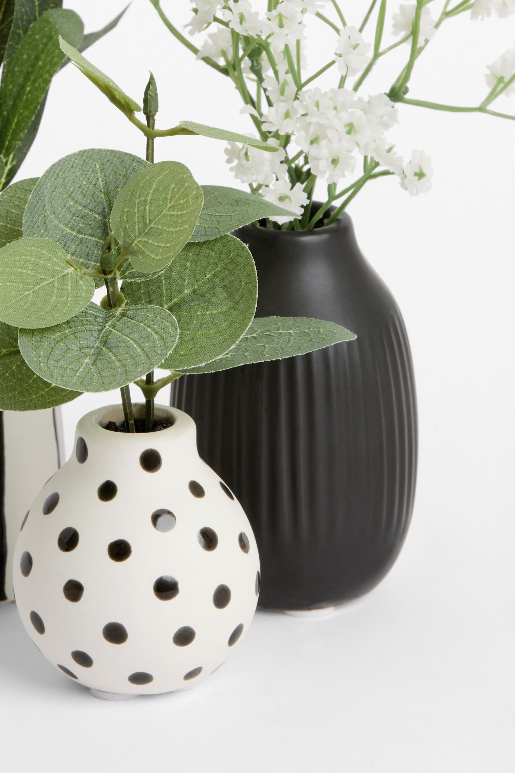 Künstliche Zimmerpflanze einfarbigen Kunstpflanzen Next Keramiktöpfen,3er-Set, in