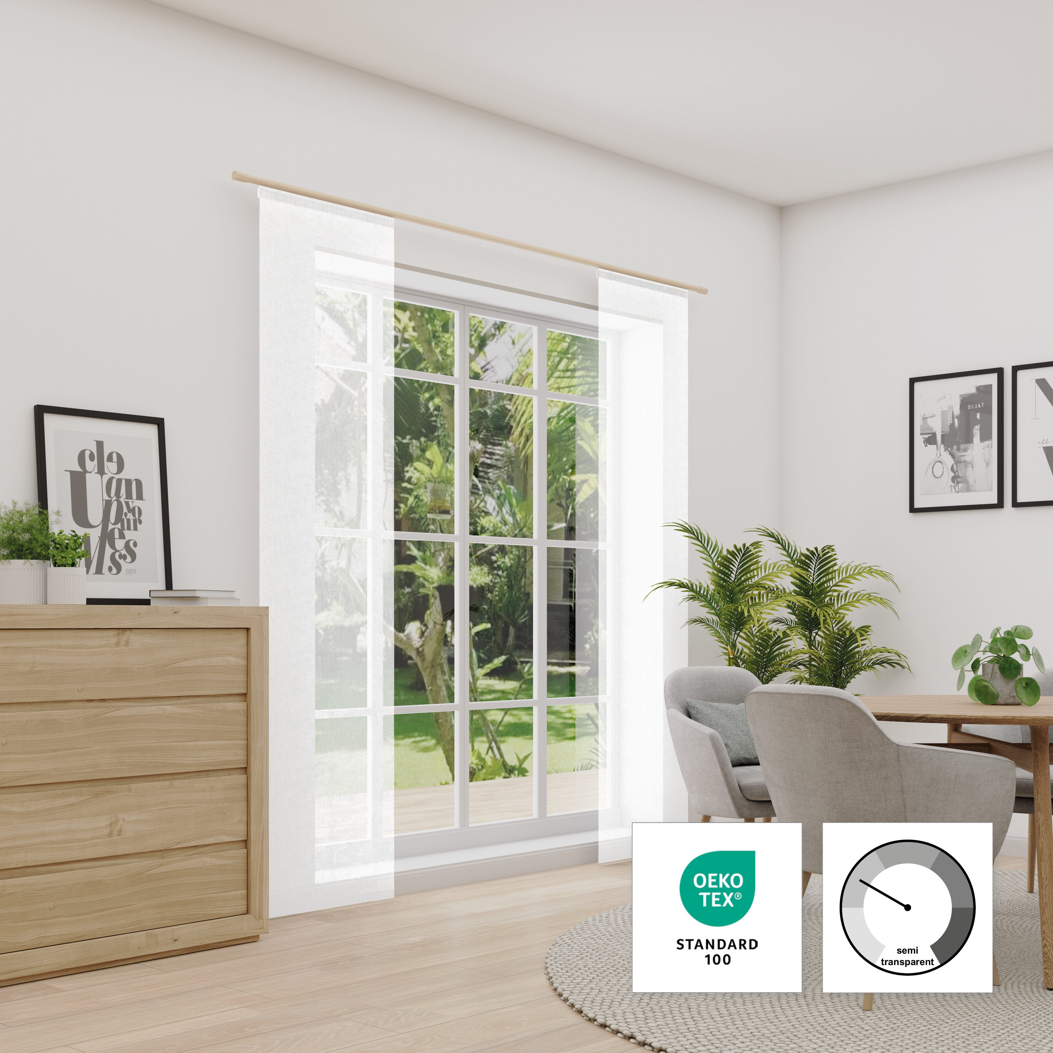 Neutex for you! Schiebegardine LUCIA (1 St), Paneelwagen, halbtransparent, Criss-cross Optik mit Effektgarn