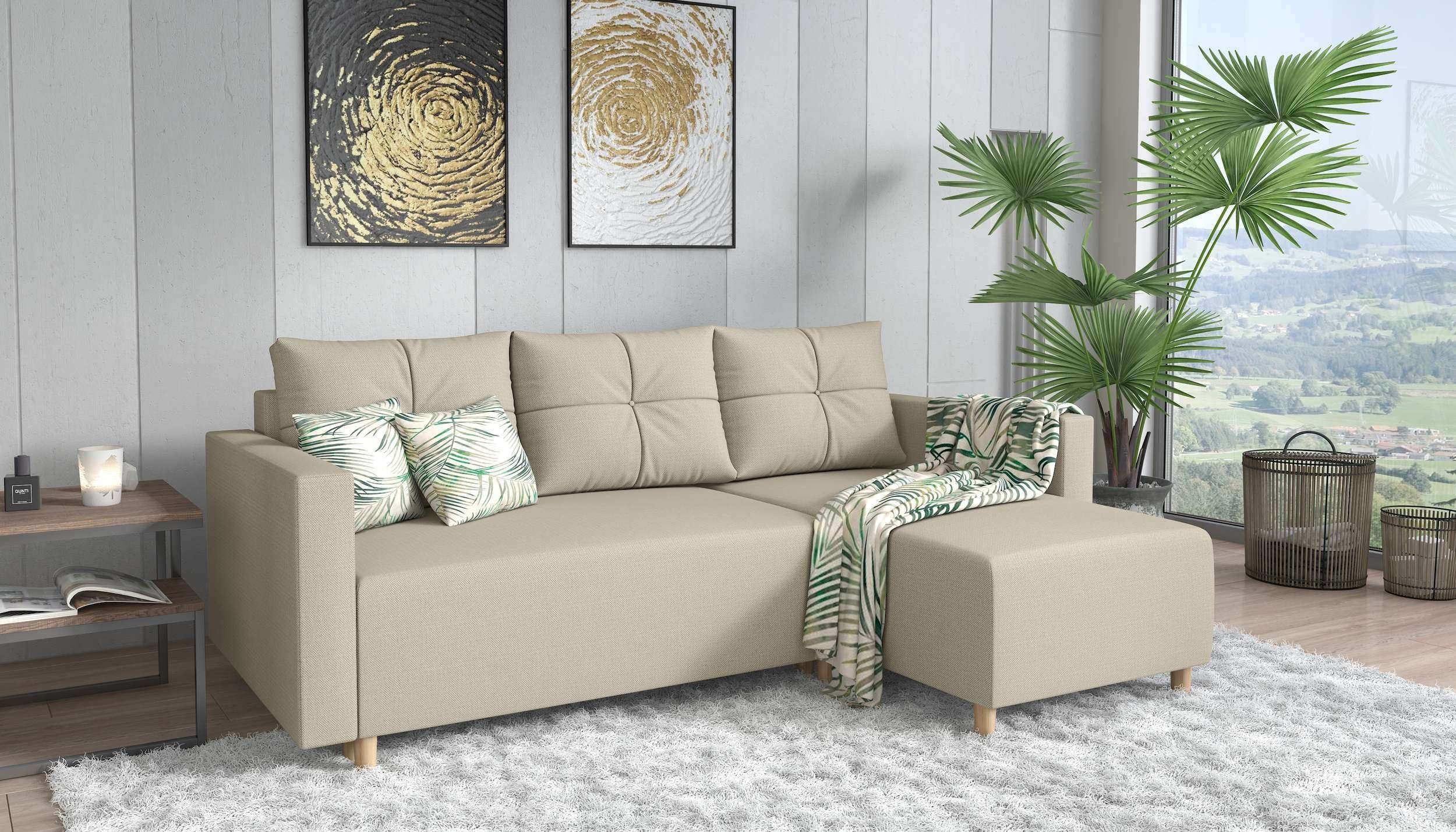 Stylefy Ecksofa frei Raum links und Design mit Bettfunktion oder rechts Livenza, mane Klassisch stellbar, bestellbar, Bettkasten, im mit Bonellfederkern, L-Form, Eckcouch