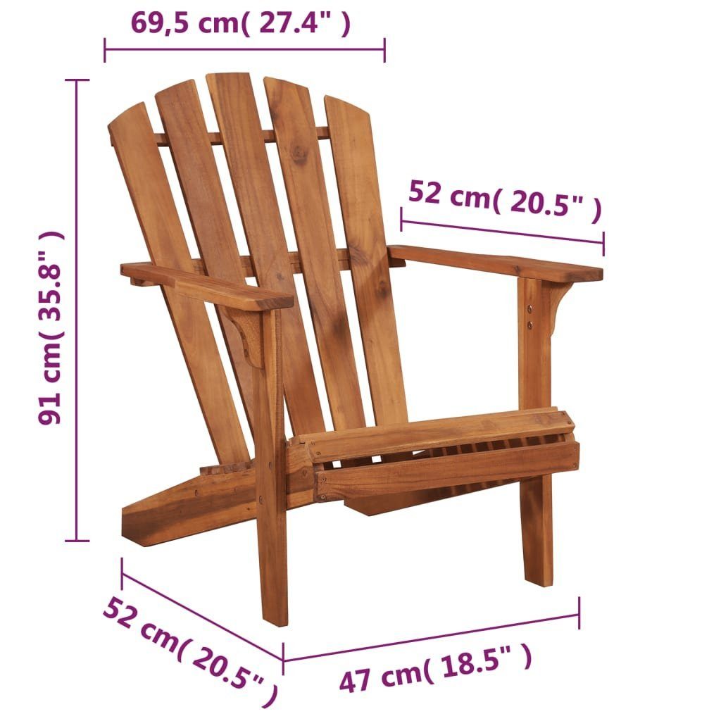 Massiv (1 Akazienholz Adirondack-Gartenstuhl vidaXL St) Gartenstuhl