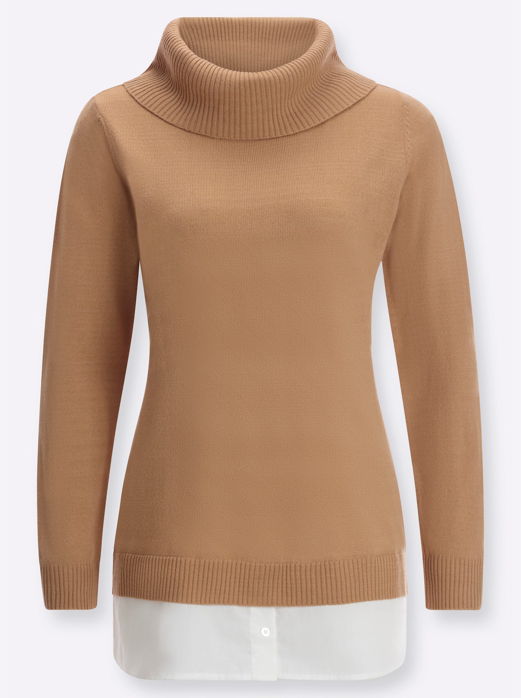 Sieh an! Strickpullover 2-in-1-Pullover Langarm Jersey