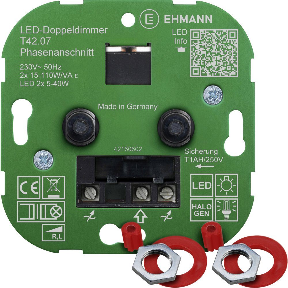 Thumbnail - Ehmann Drehdimmer Ehmann 4260c0701 Unterputz Dimmer Geeignet für Leuchtmittel: LED-Lampe