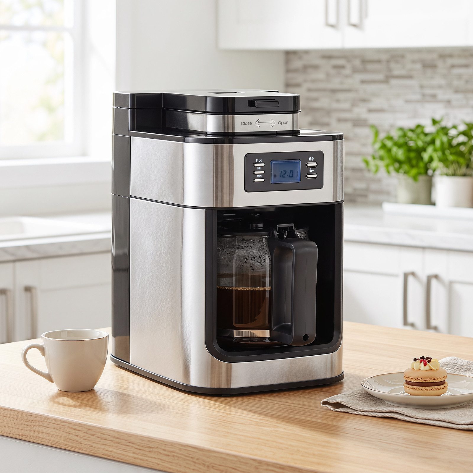 COSTWAY Filterkaffeemaschine, 1l Kaffeekanne, mit Glaskanne, 8 Tassen, Timer