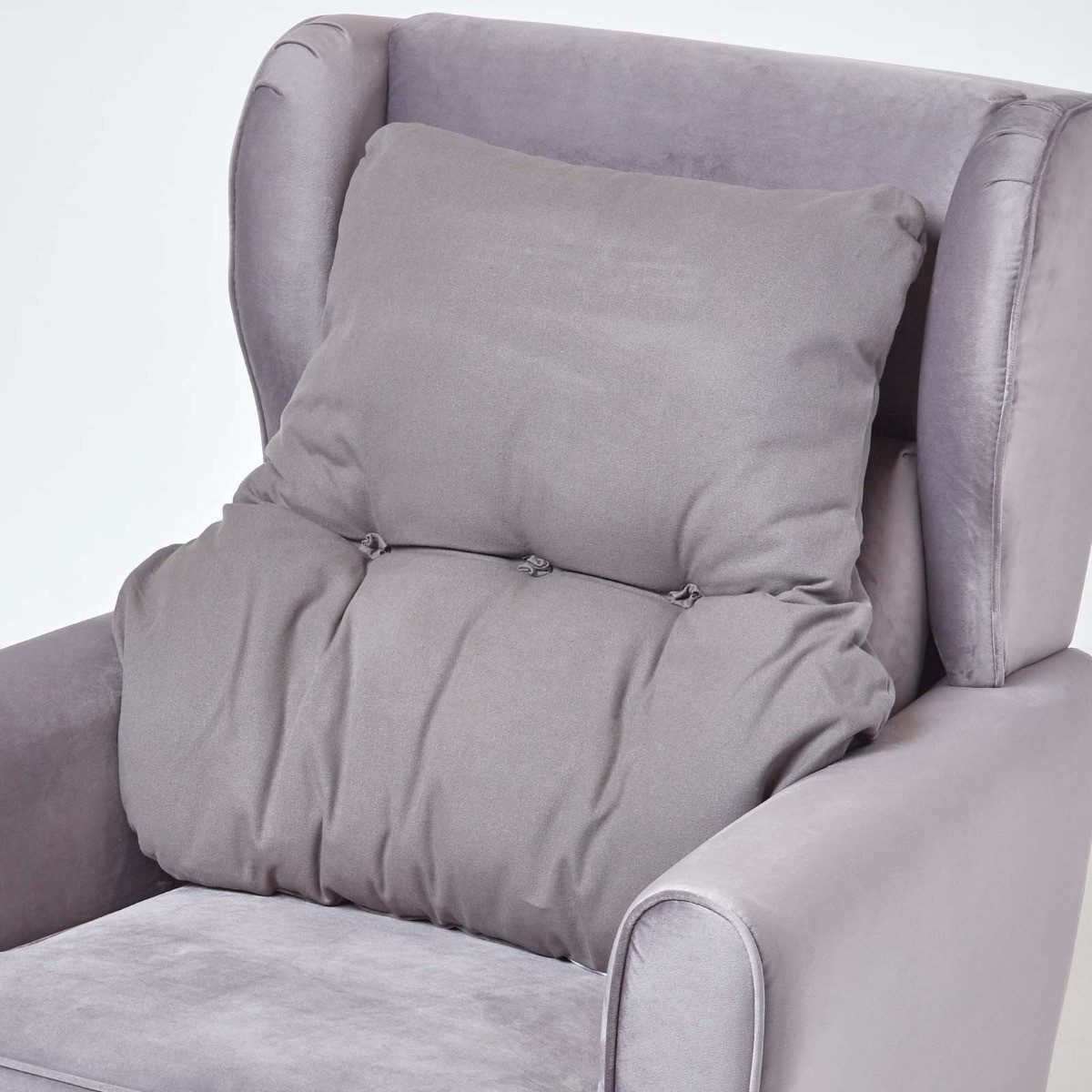 Homescapes Sitzkissen Rückenkissen grau – Rückenstützkissen 68 x 58 cm mit Baumwollbezug