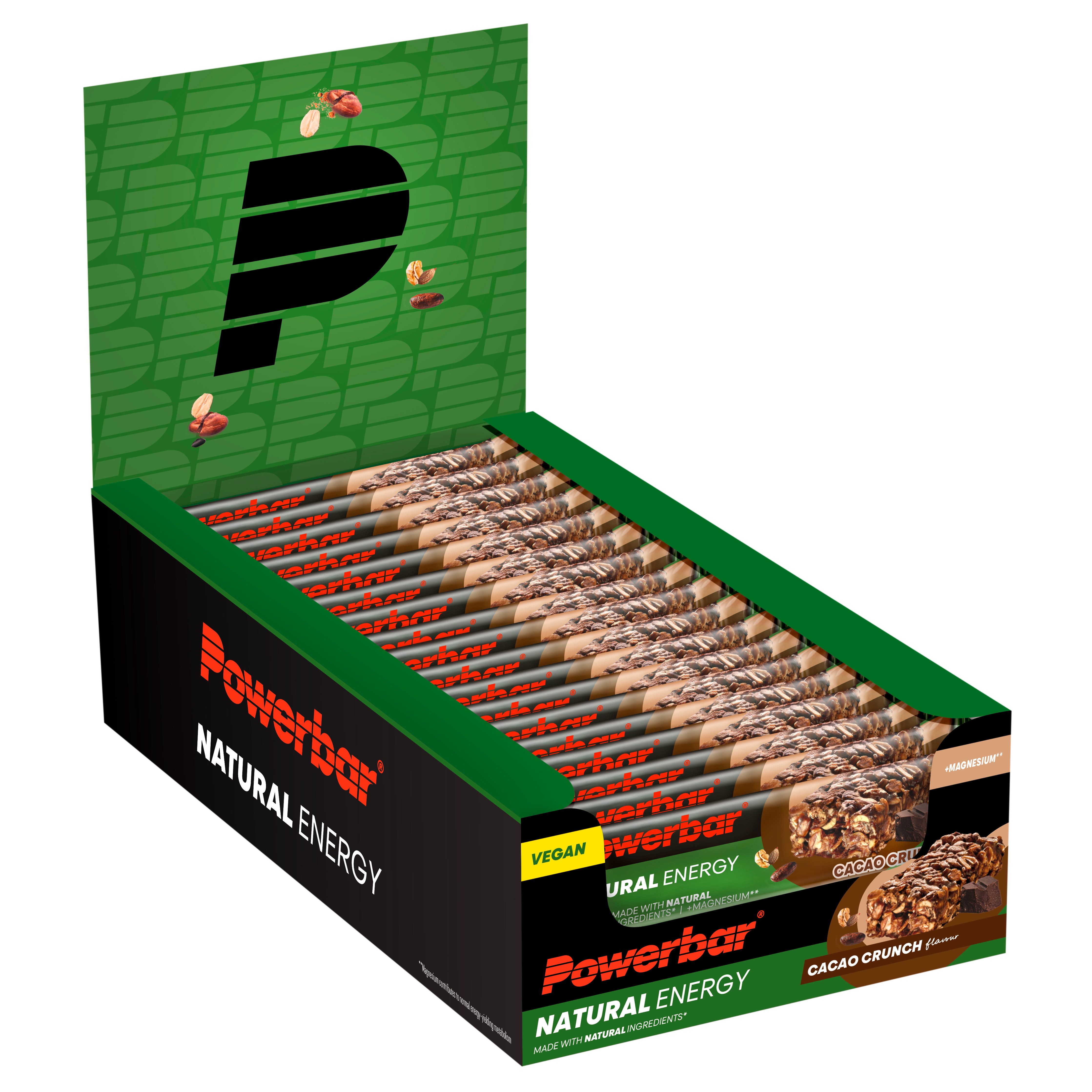 PowerBar Natural Energy Cereal Cacao Crunch 18x40g veganer Kohlenhydrat Riegel Riegel, 18 er Display à 18 St., 720 g, Vegan und bis zu 25g Kohlenhydrate
