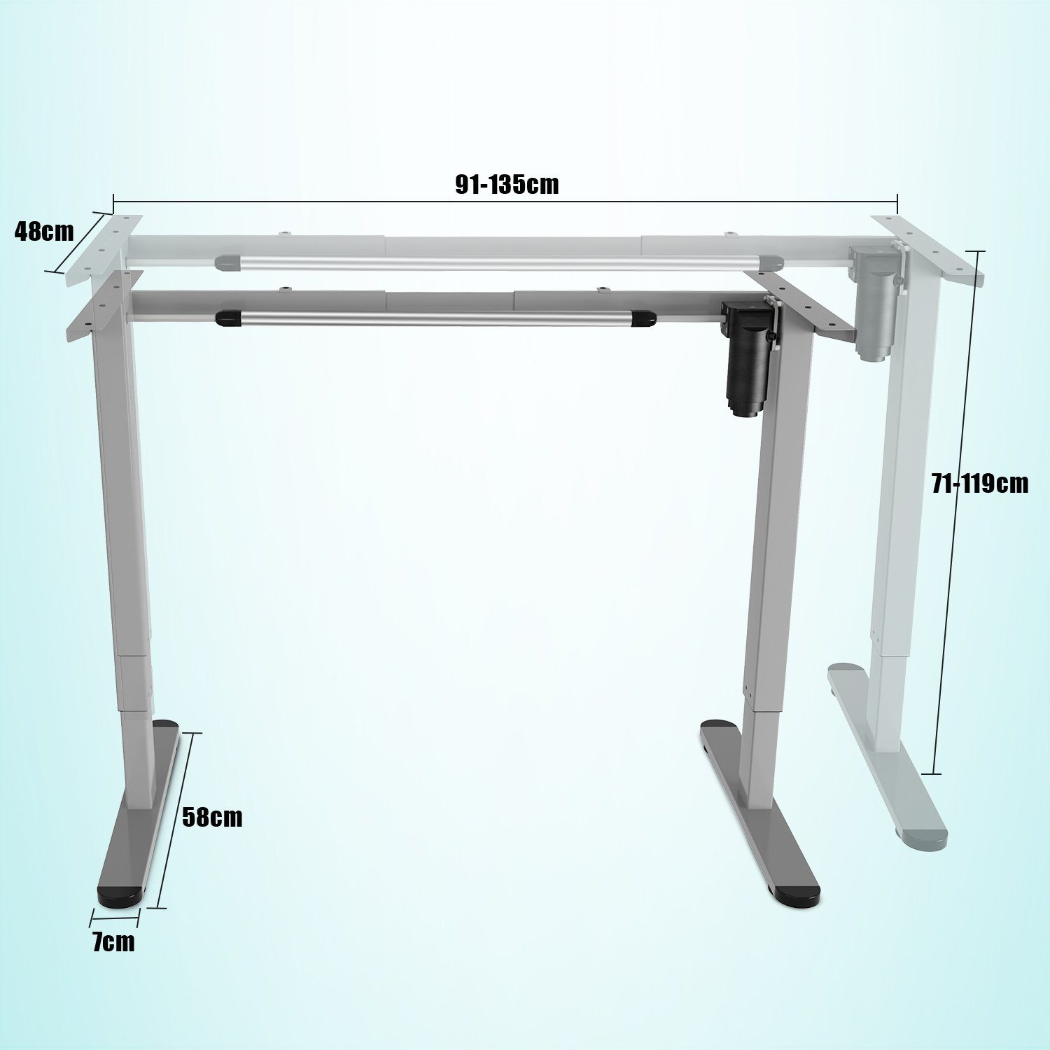 Kollisionschutz (1-St., bis Höhenverstellbarer 80kg Schreibtisch Gimisgu Stahl Grau 1 Tisch), belastbar Schreibtisch
