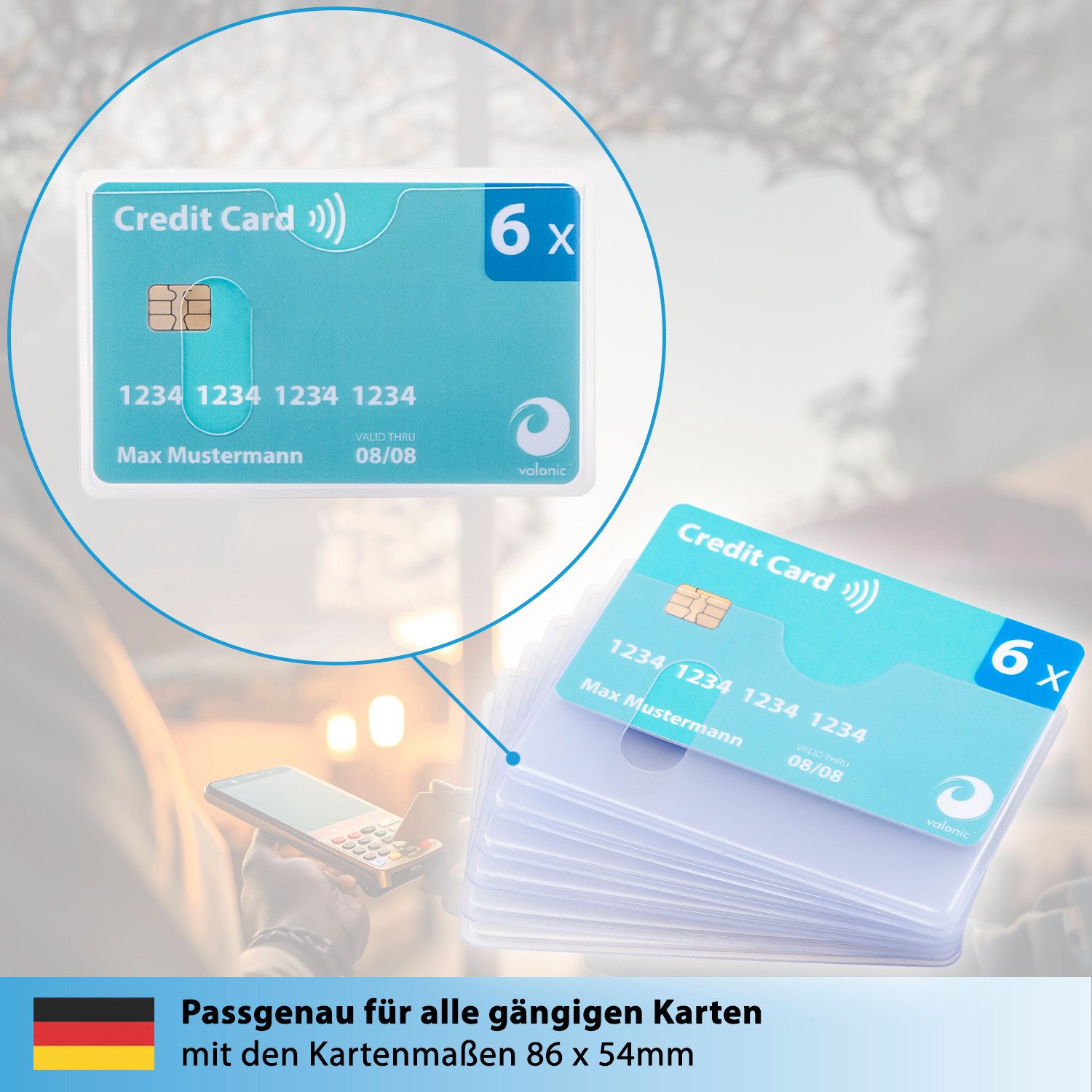 valonic Etui valonic EC Scheckkarte Schutzhülle - 6 Stück mit Längseinschub – Bild 3 von 5