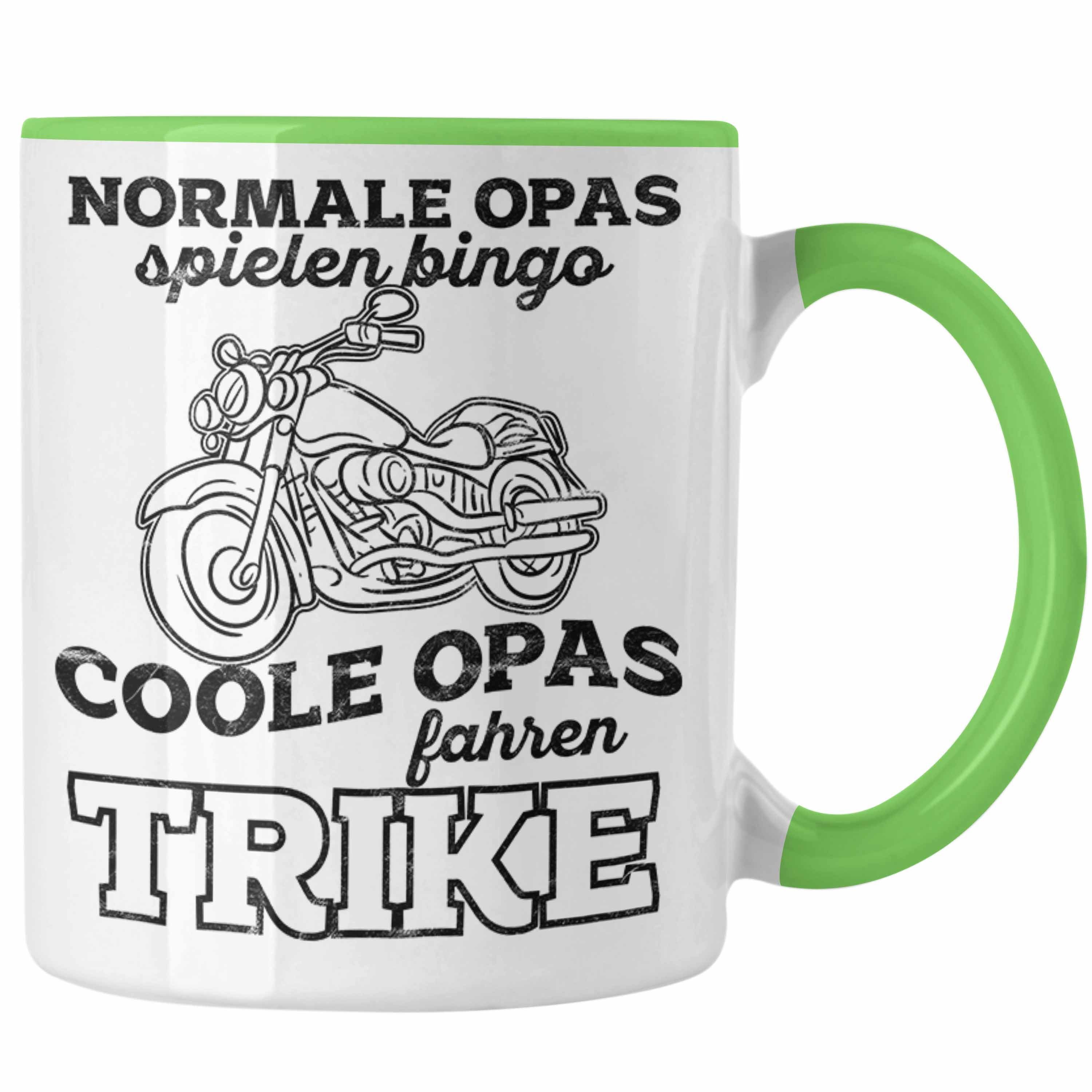 Trendation Tasse Tasse für Opa Geschenk für Trike Fahrer Geschenkidee Lustig Grün