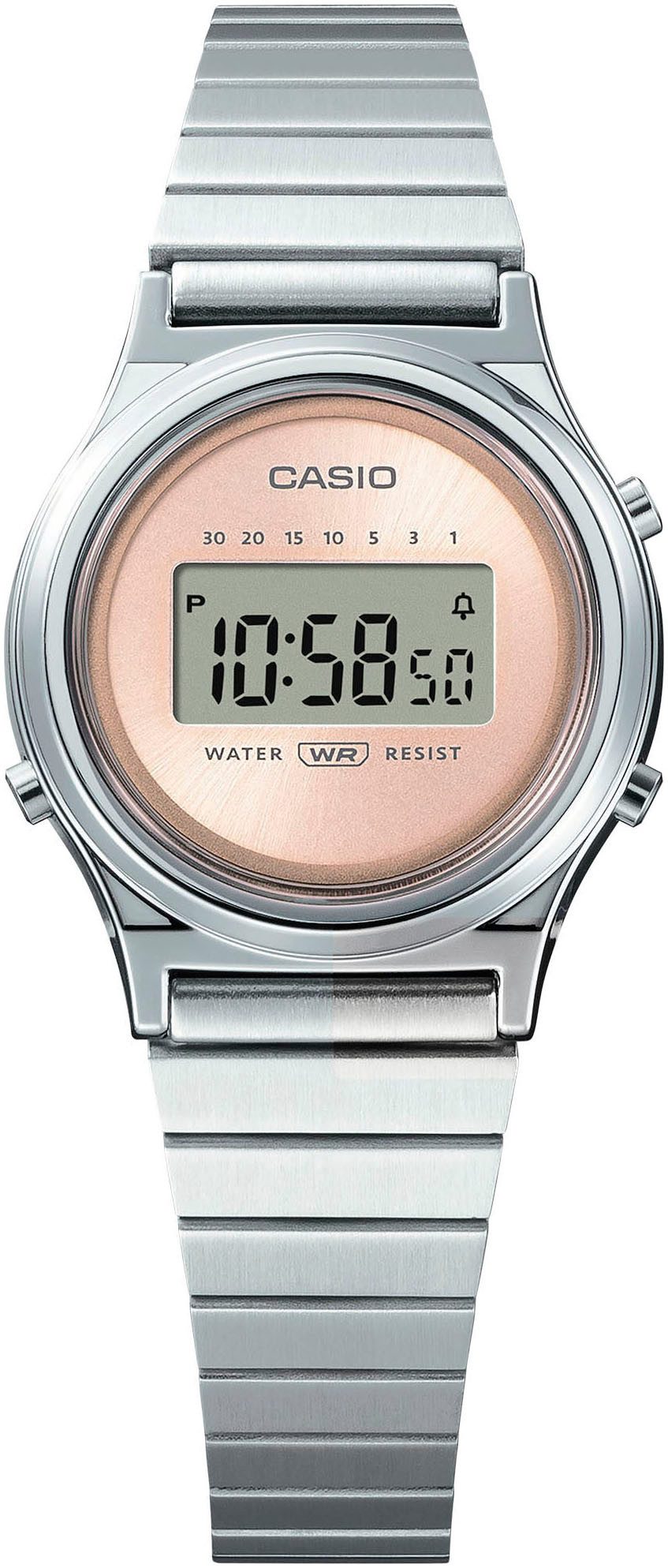 CASIO VINTAGE Chronograph LA700WE-7AEF, Quarzuhr, Armbanduhr, Damenuhr, Edelstahlarmband,digital,Stoppfunktion