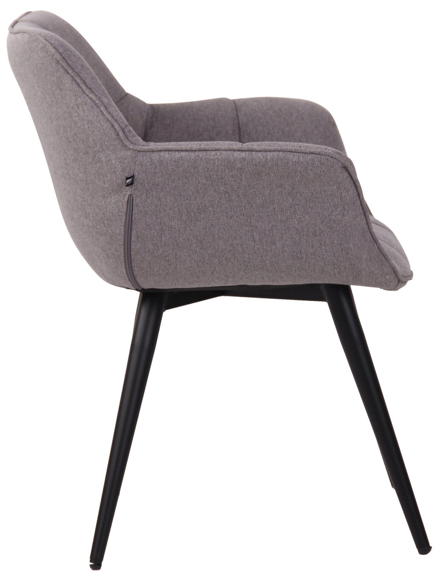 TPFLiving Esszimmerstuhl Rosini Sitzfläche: - - grau hochwertig (Küchenstuhl Sitzfläche - Wohnzimmerstuhl Konferenzstuhl Metall schwarz Polsterstuhl), gepolsterter - - Stoff Esstischstuhl mit matt Gestell