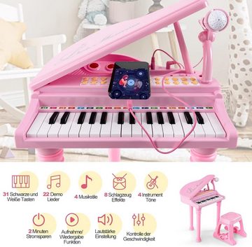 KOMFOTTEU Keyboard Kinder, mit Mikrofon, LED-Licht & MP3-Schnittstelle