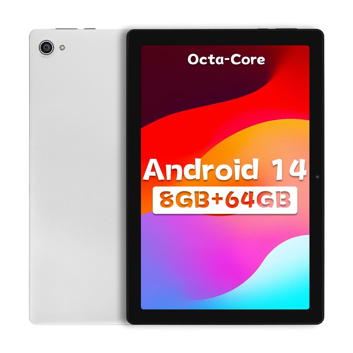 BUFO Android 14-Tablet,8 GB RAM,64 GB, Erweiterbar auf 1 TB,10 Zoll HD Tablet (10", 64 GB, Dual-Kamera)