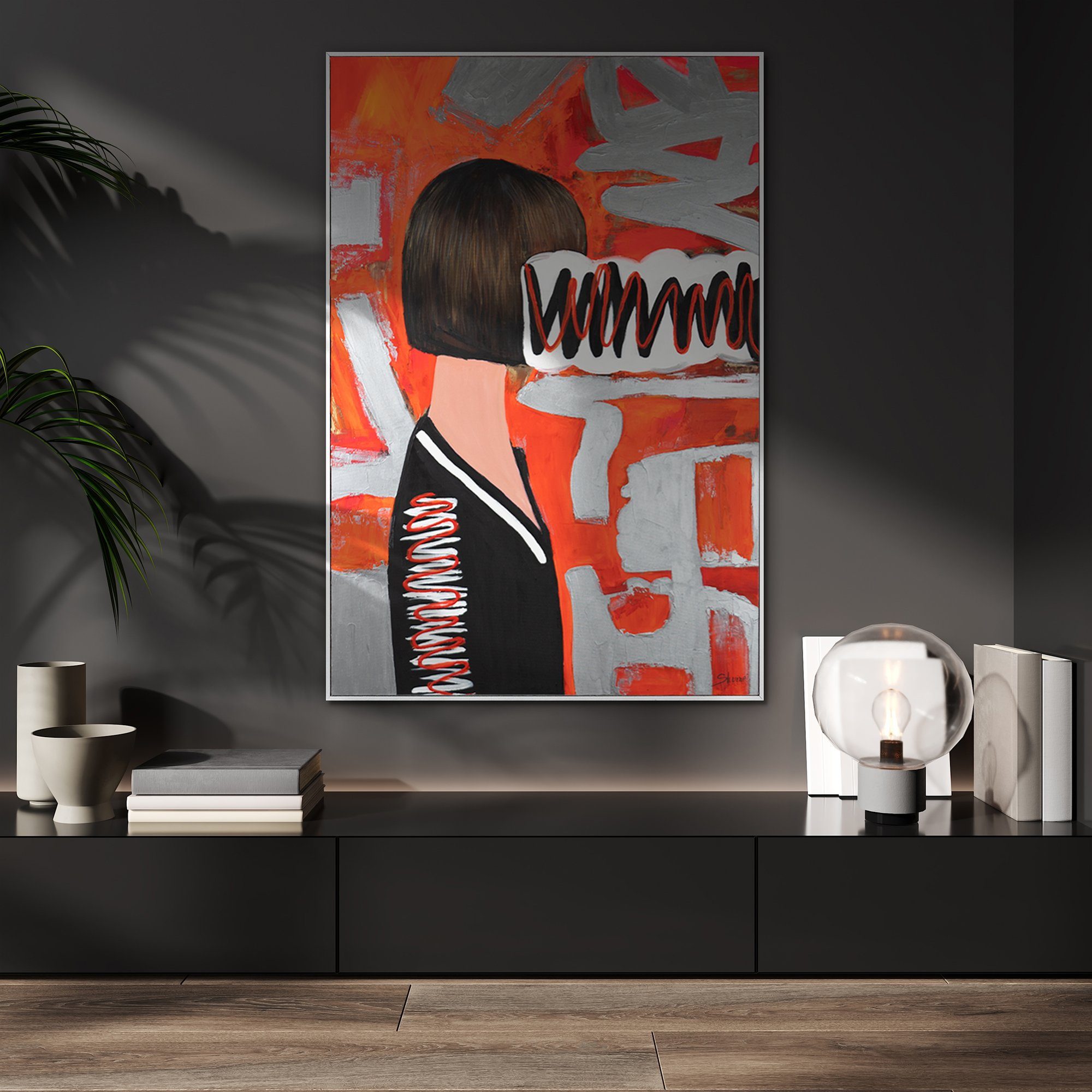 YS-Art Gemälde Mit Rahmen Weiß Abstraktion Emotion, in Abstrakte