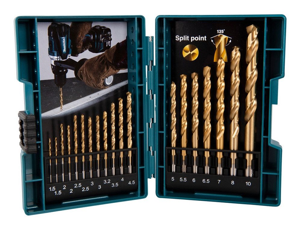 Makita Bohrersatz, HSS TiN Metallbohrer-Set Ø 1,5 - 10 mm