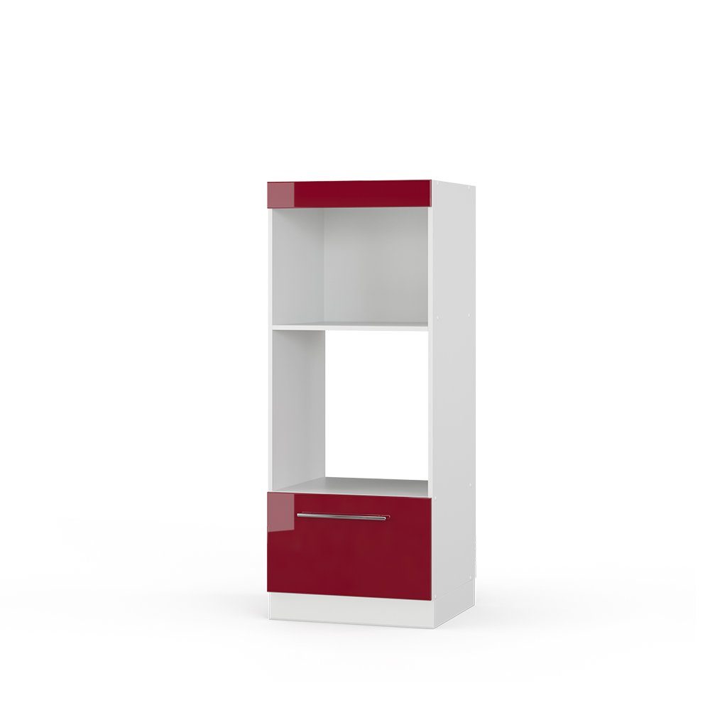 Vicco Mikrowellenumbauschrank Fame-Line, Bordeaux Hochglanz/Weiß, 60 cm offen (1-St)