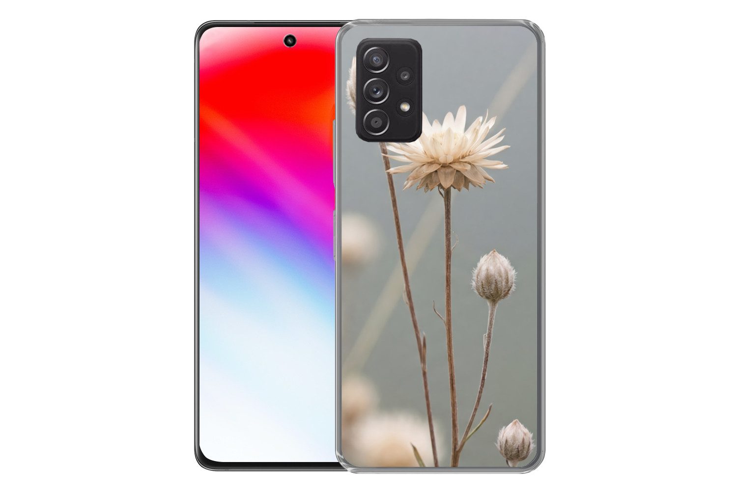 MuchoWow Handyhülle für Samsung Galaxy A53 5G Strohblumen - Weiß - Tageslicht, Phone Case, Silikon, Schutzhülle Dünn