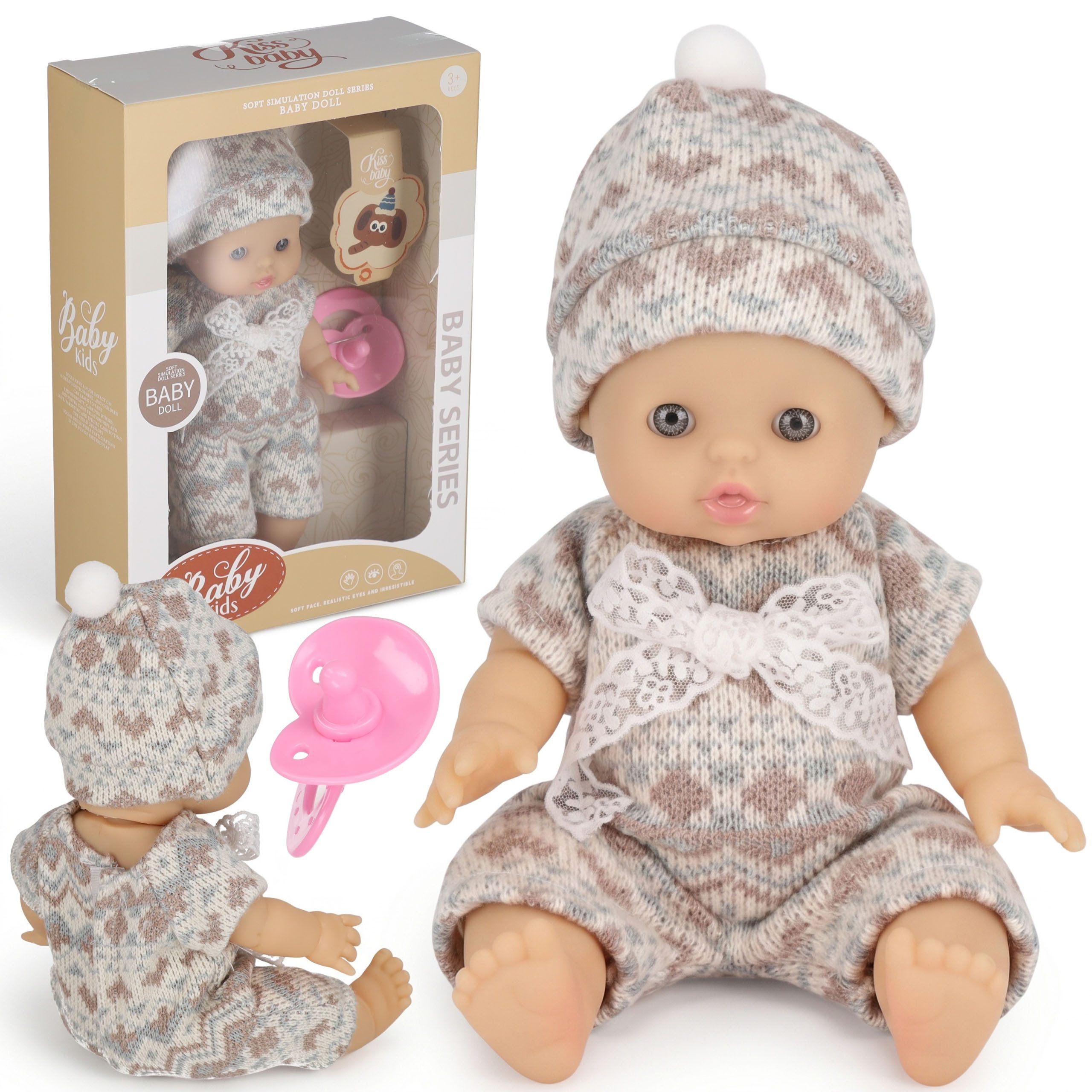 Sarcia.eu Anziehpuppe Kleine Babypuppe mit Zubehör und Schnuller, 20 cm, ab 3 Jahren