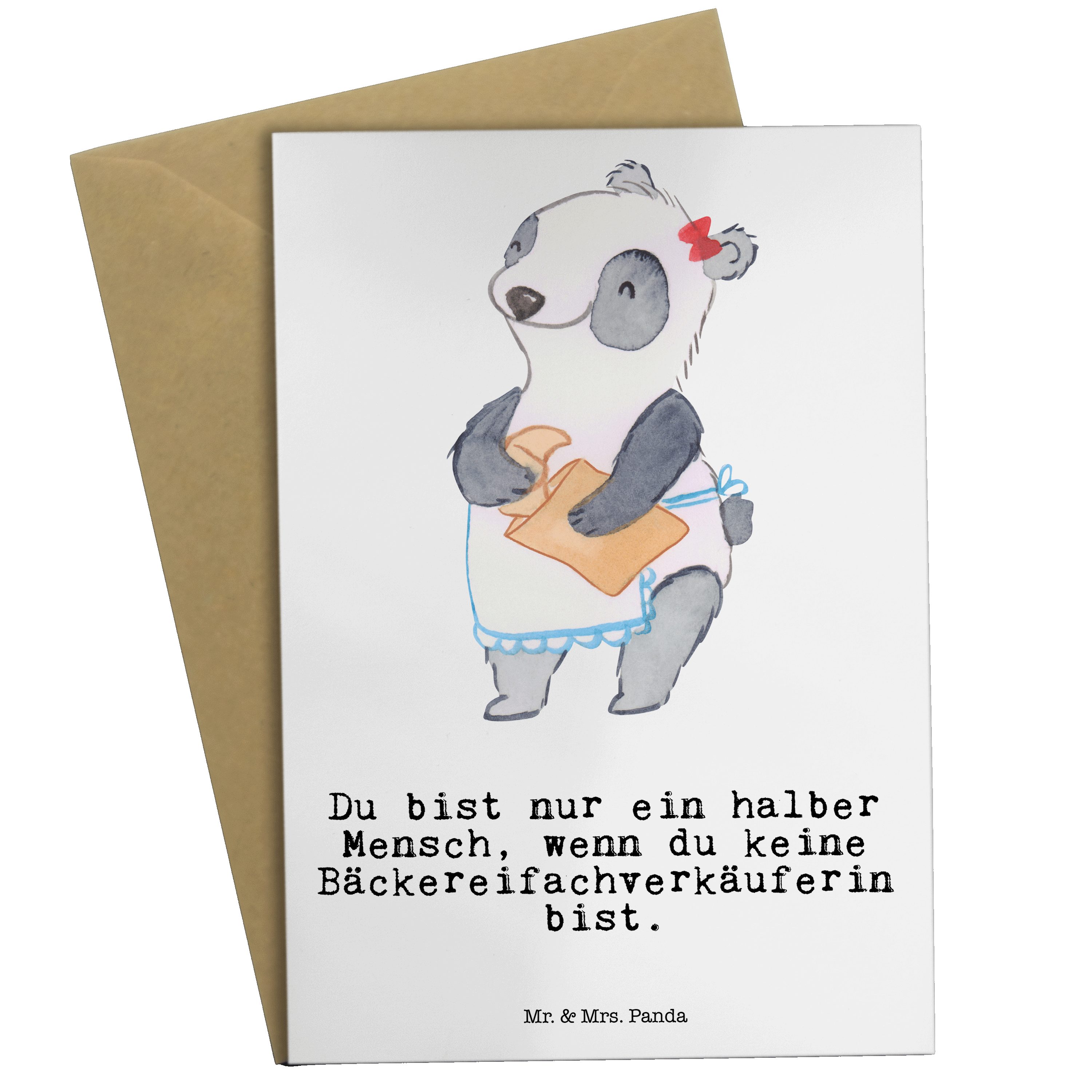 Mr. & Mrs. Einladungskarte Weiß - Bäckereifachverkäuferin Panda Herz mit Grußkarte Geschenk, 