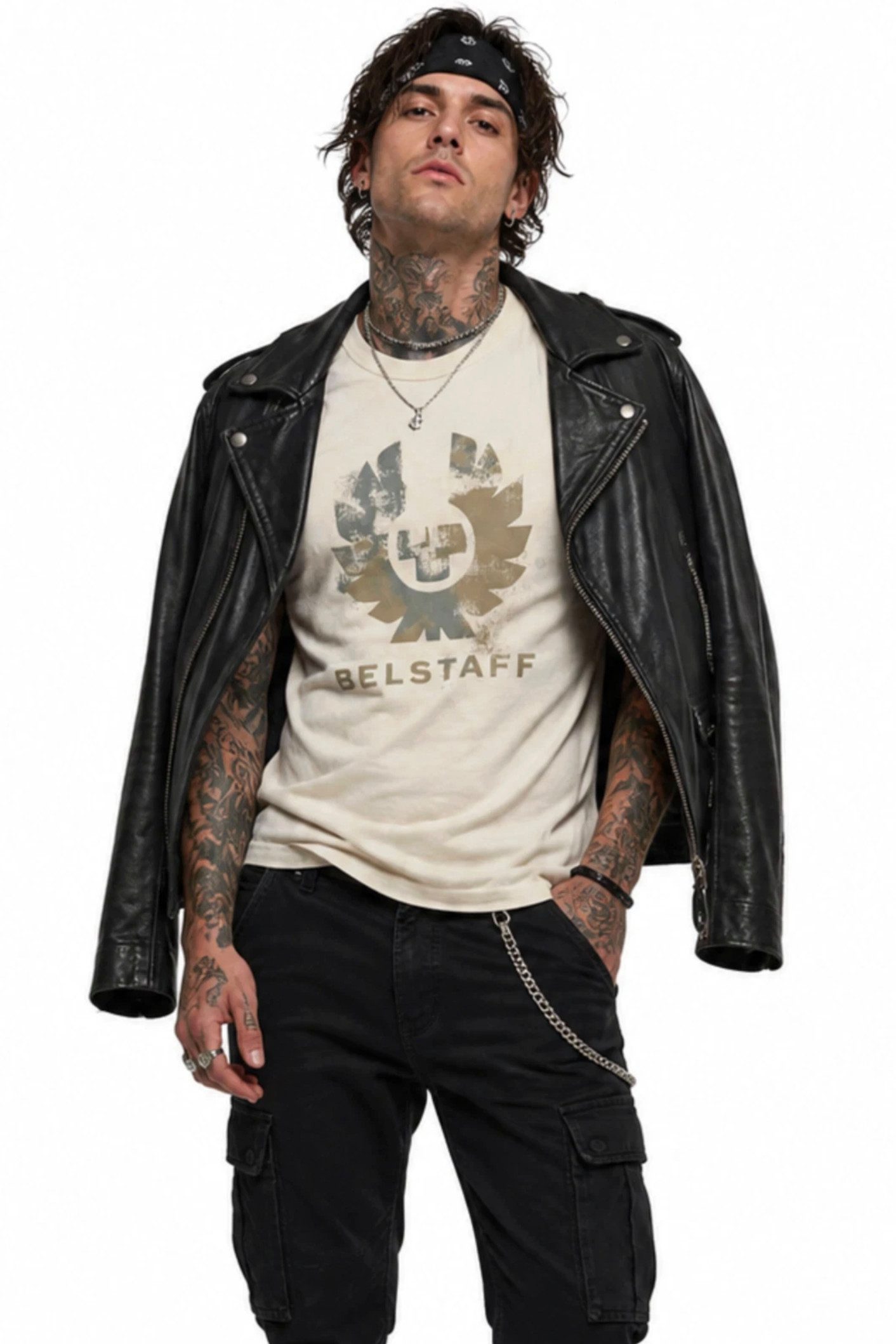 Belstaff T-Shirt London Retro Blur Phoenix Logo Regular Cut Phoenix-Logo mit Belstaff Schriftzug im Spray-Effekt