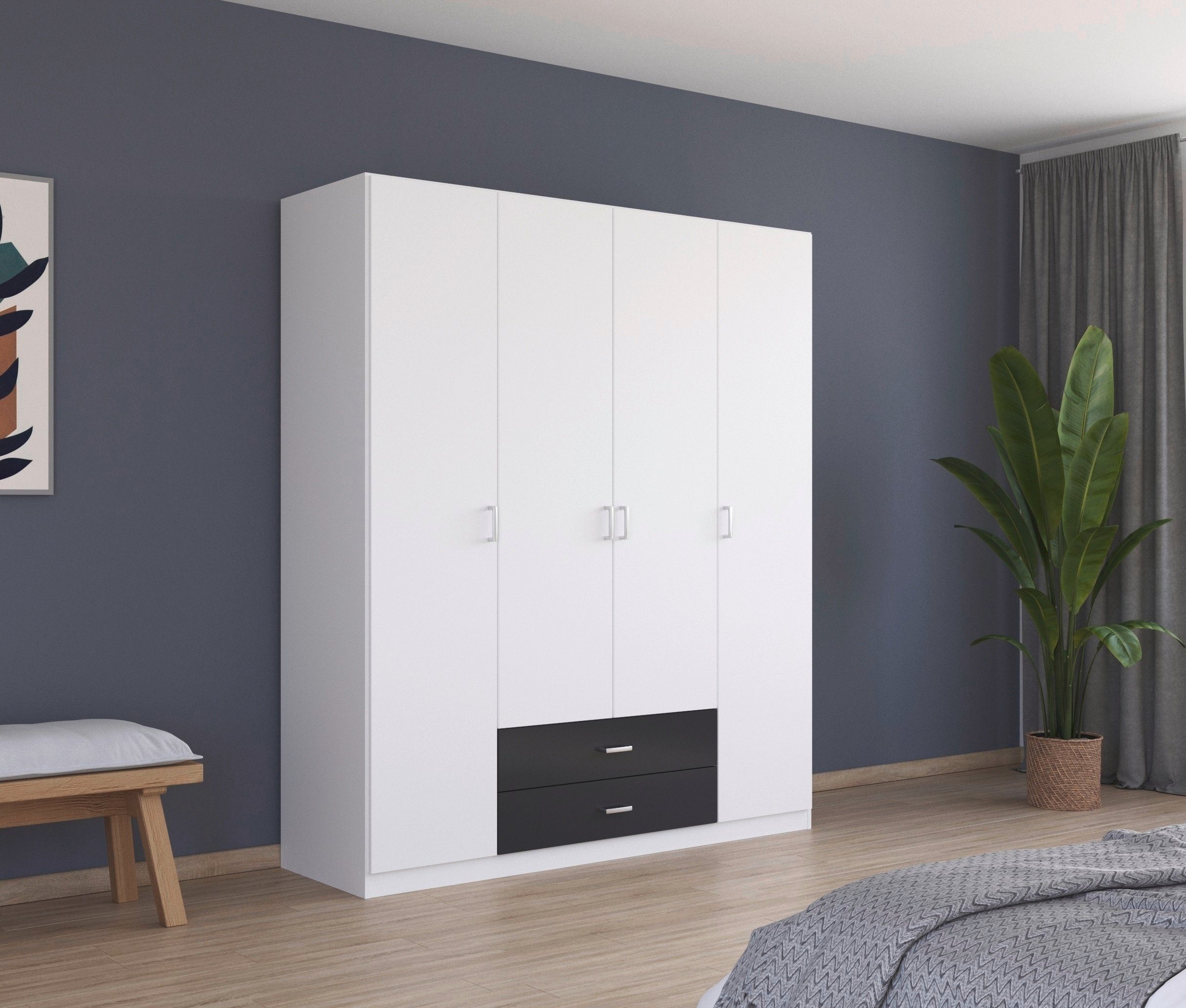 rauch Drehtürenschrank Kleiderschrank Garderobe GAMMA Breiten 91/136/181/226/271/315/360 cm (in 3 Ausstattungen BASIC/CLASSIC/PREMIUM (inkl. SOFT-CLOSE-Funktion) mit Schubladen, verschiedene Griff-Varianten TOPSELLER MADE IN GERMANY