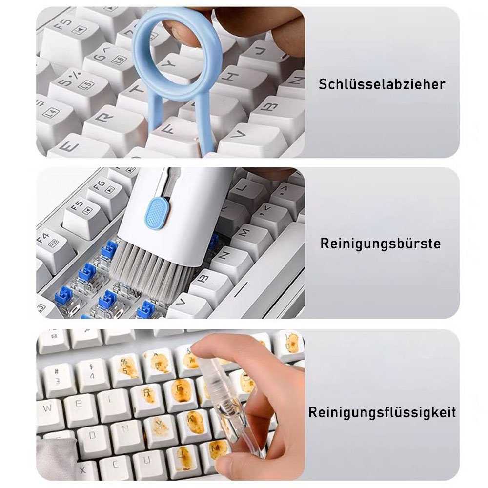 Tastatur-Reinigungsbürsten-Kit, Blau 7 1 Reinigungsbürste zggzerg Tastaturen, Kopfhörer, Tastatur, in Reinigungsbürste für (Sätze)