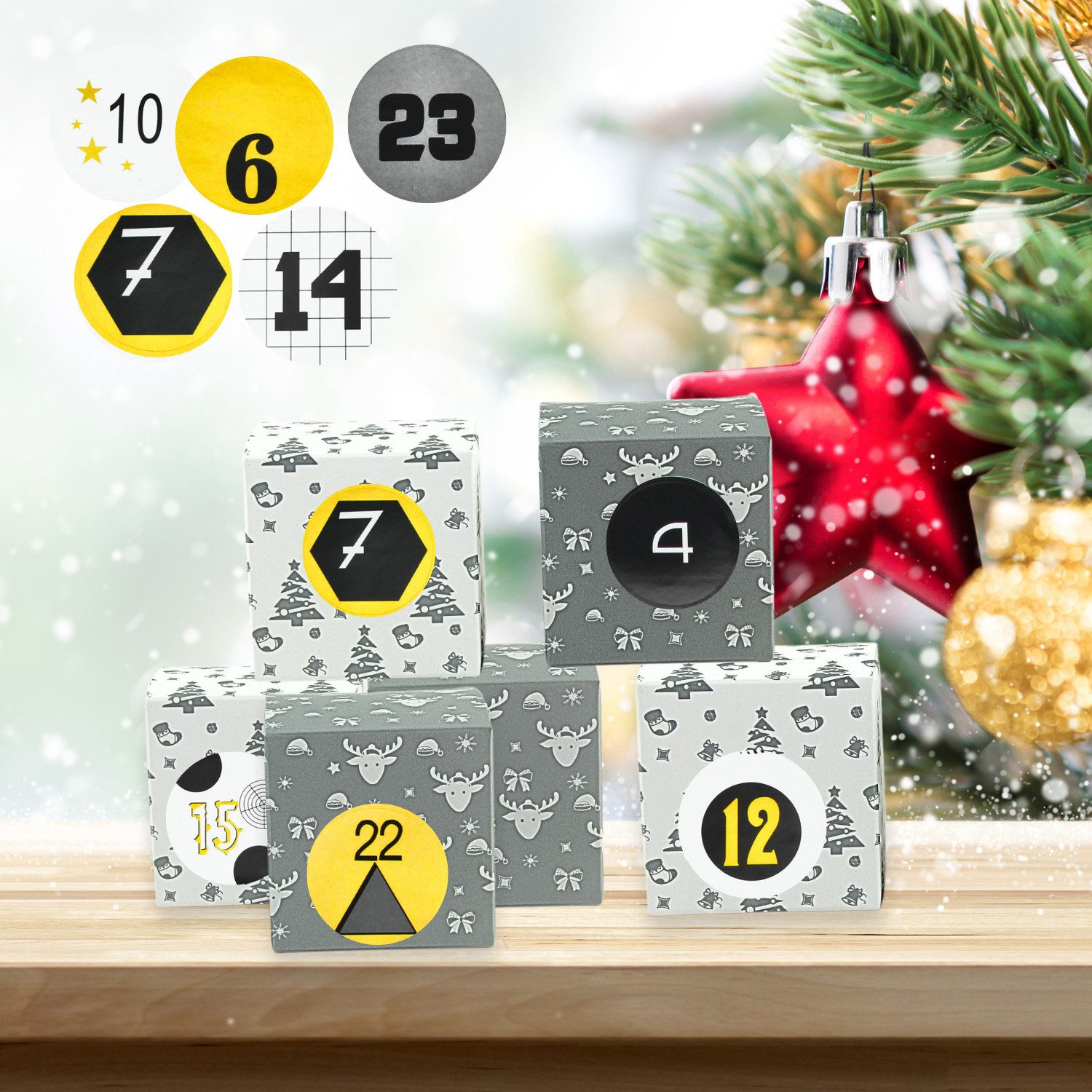 Fomax DIY-Adventskalender Kartons zum selber basteln, 24 elegante Kartons