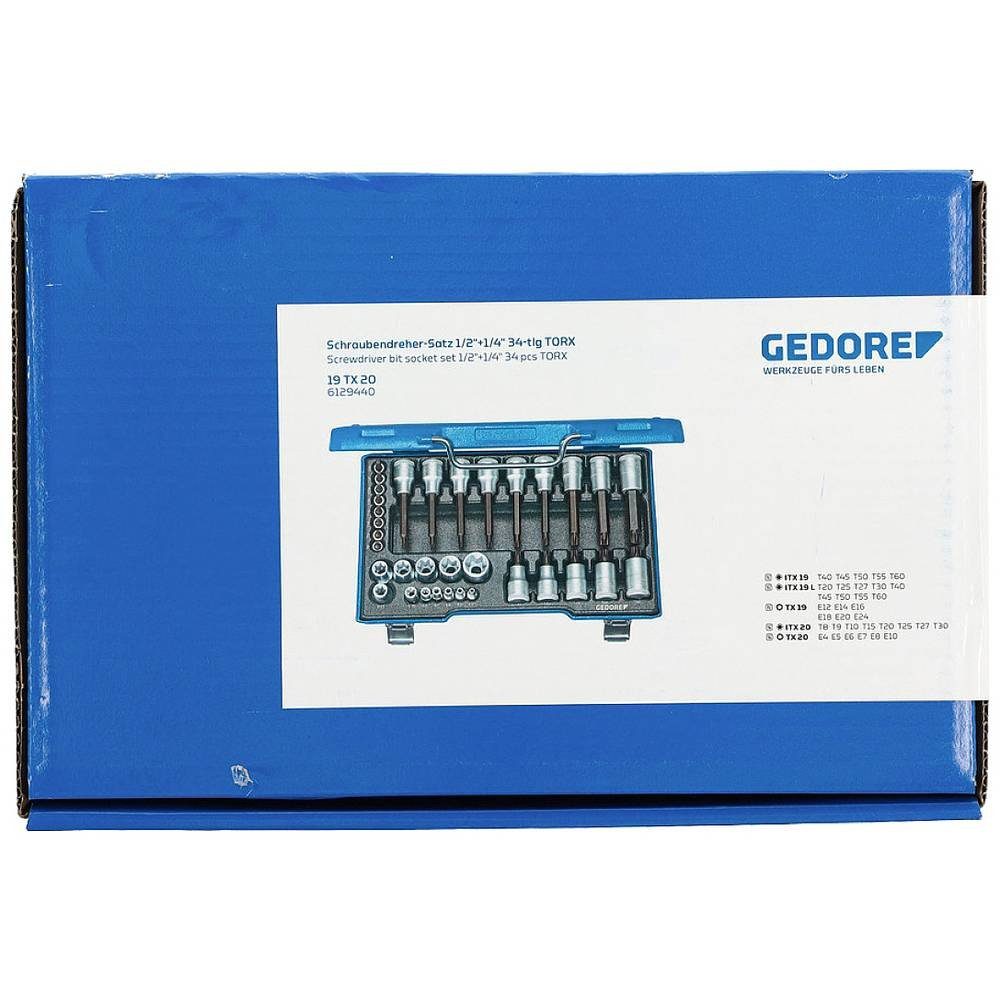 Gedore Bit- und Steckschlüsselset Steckschlüsseleinsatz-Set + 34tlg 1/2″ 1/4″
