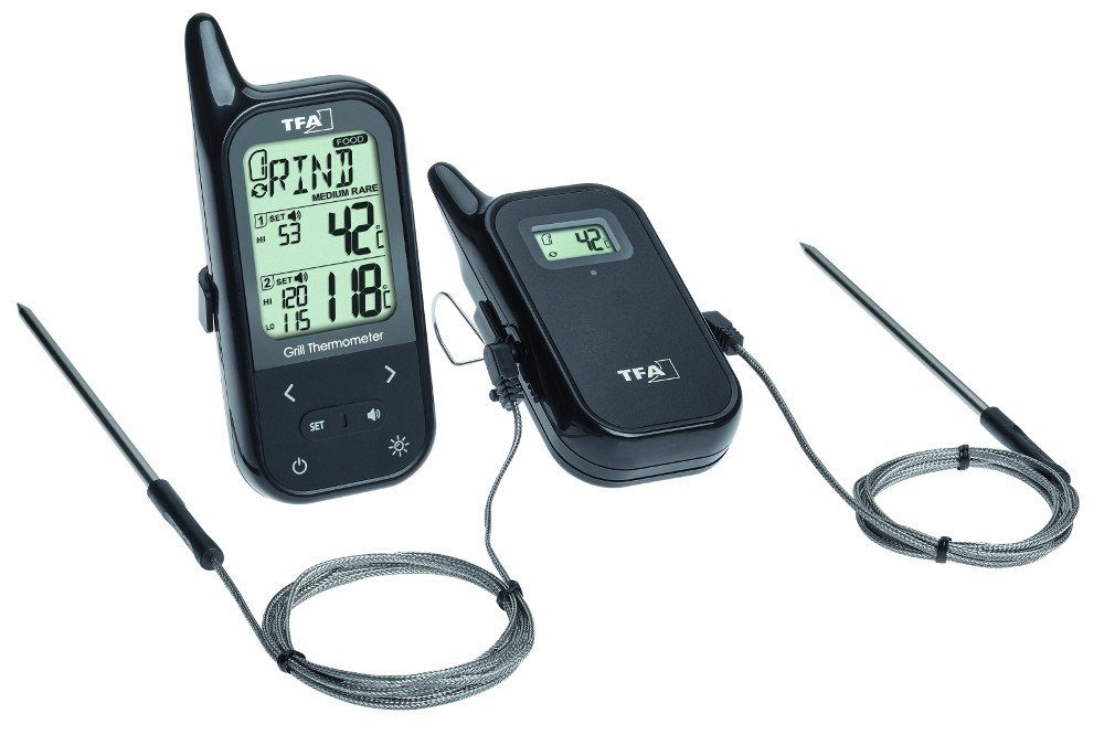 Bratenthermometer Küchen-Chef Twin TFA 14.1511.01 Funk-Grill-Bratenthermometer