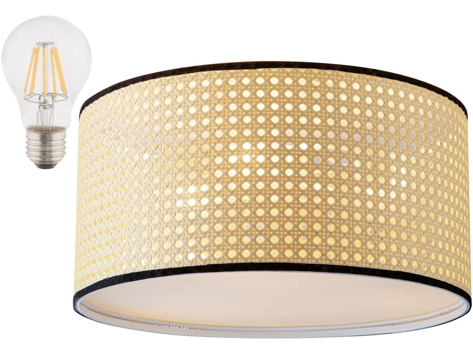 bmf-versand Deckenleuchte LED Deckenleuchte Wohnzimmer Schlafzimmer Deckenlampe 3 Flammig, inkl. Leuchtmittel, LED wechselbar, Warmweiß, Rattan Optik. Reduzierter Preis € 96,90. Unverbindliche Preisempfehlung € 170,99