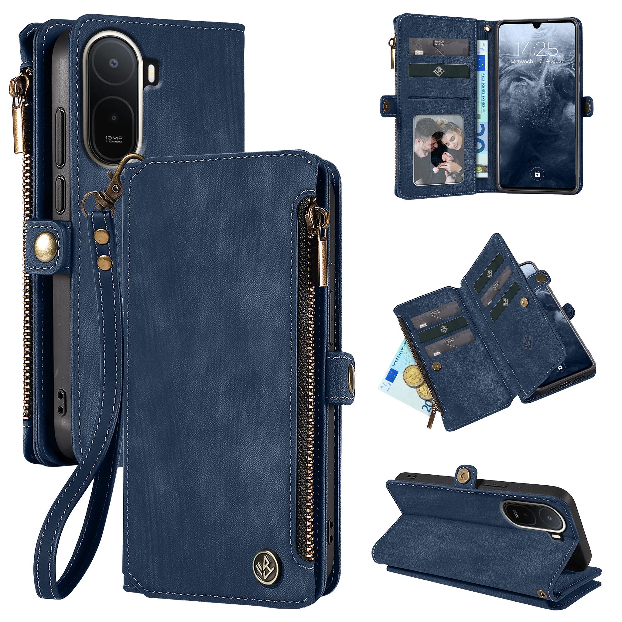 Tec-Expert Handyhülle Geldbörse Hülle mit RFID Schutz für Xiaomi Redmi A7 Pro 6.9 Zoll, 6.9, Klapphülle Cover Case mit Kartenfach Geldfach Münzfach