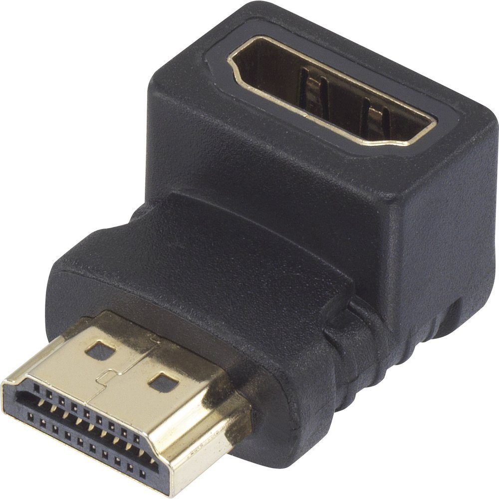 HDMI Adapter [1x HDMI-Stecker - 1x HDMI-Buchse] 90° nach oben gewinkel TV-Adapter