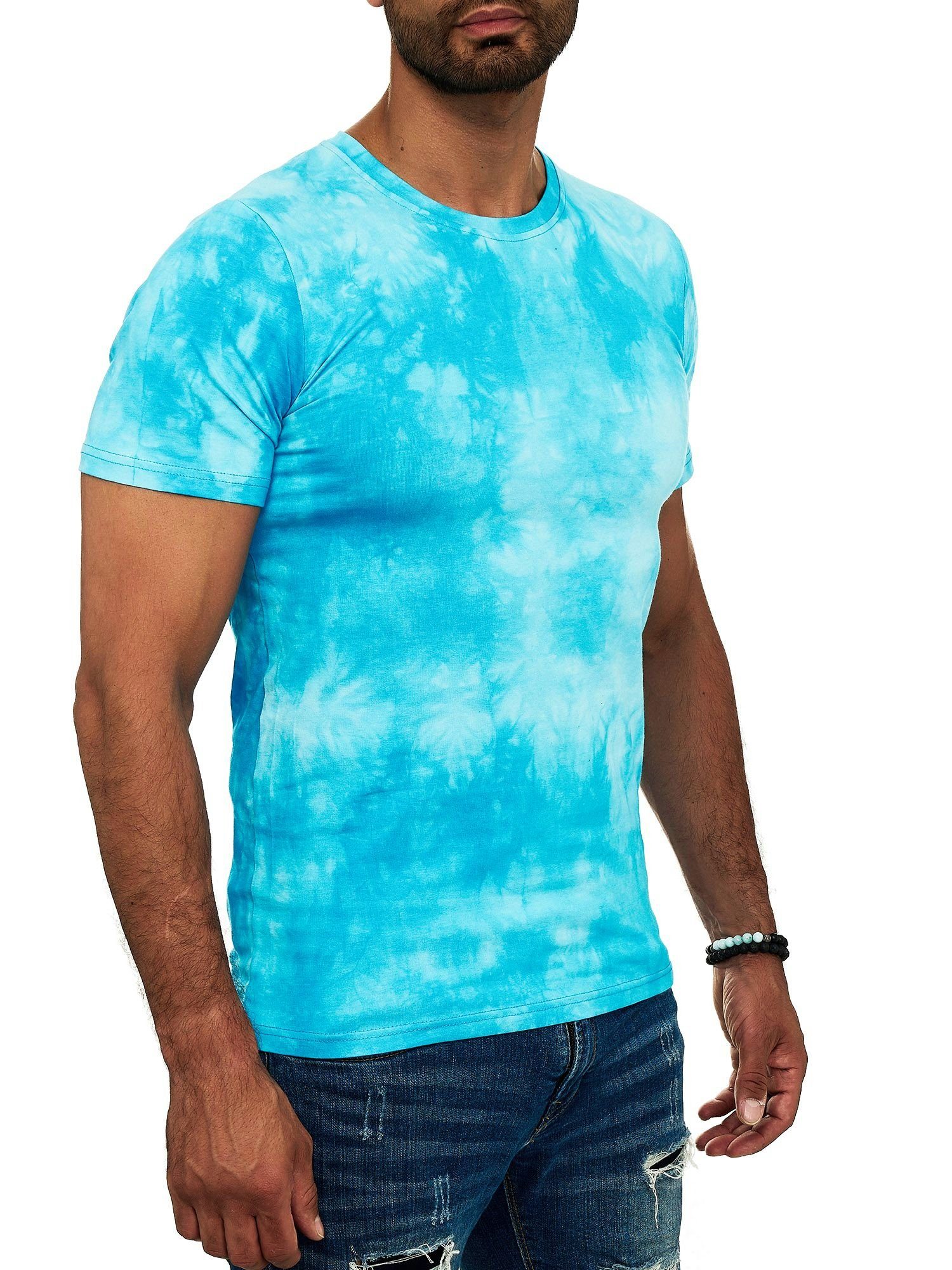 Türkis Polo Tee, Casual Fitness Freizeit T-Shirt (Shirt Kurzarmshirt TS-3685 1-tlg) OneRedox