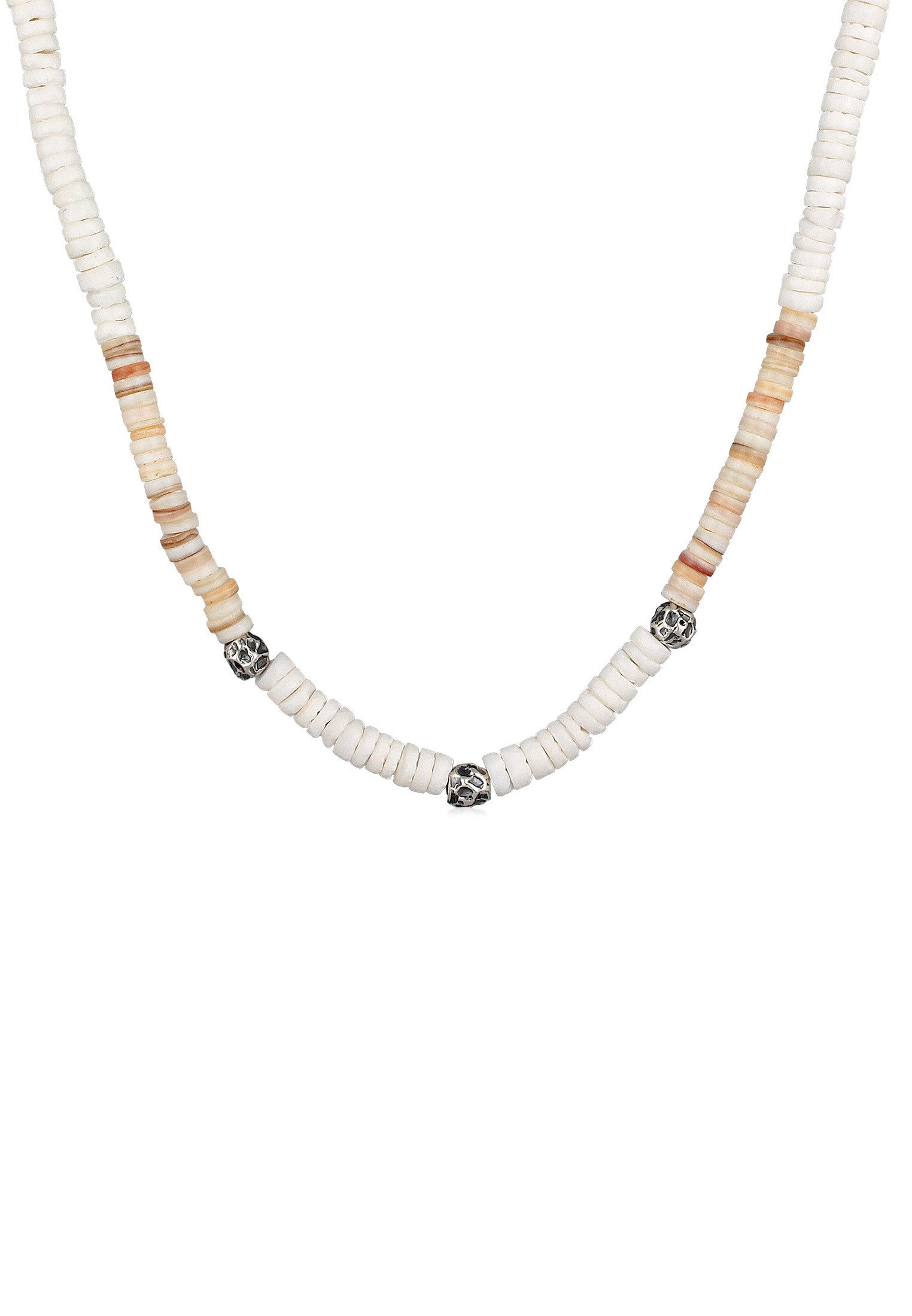 HAZE & GLORY Silberkette Puka Muschel Halskette mit Beads 925 Silber, Kugel