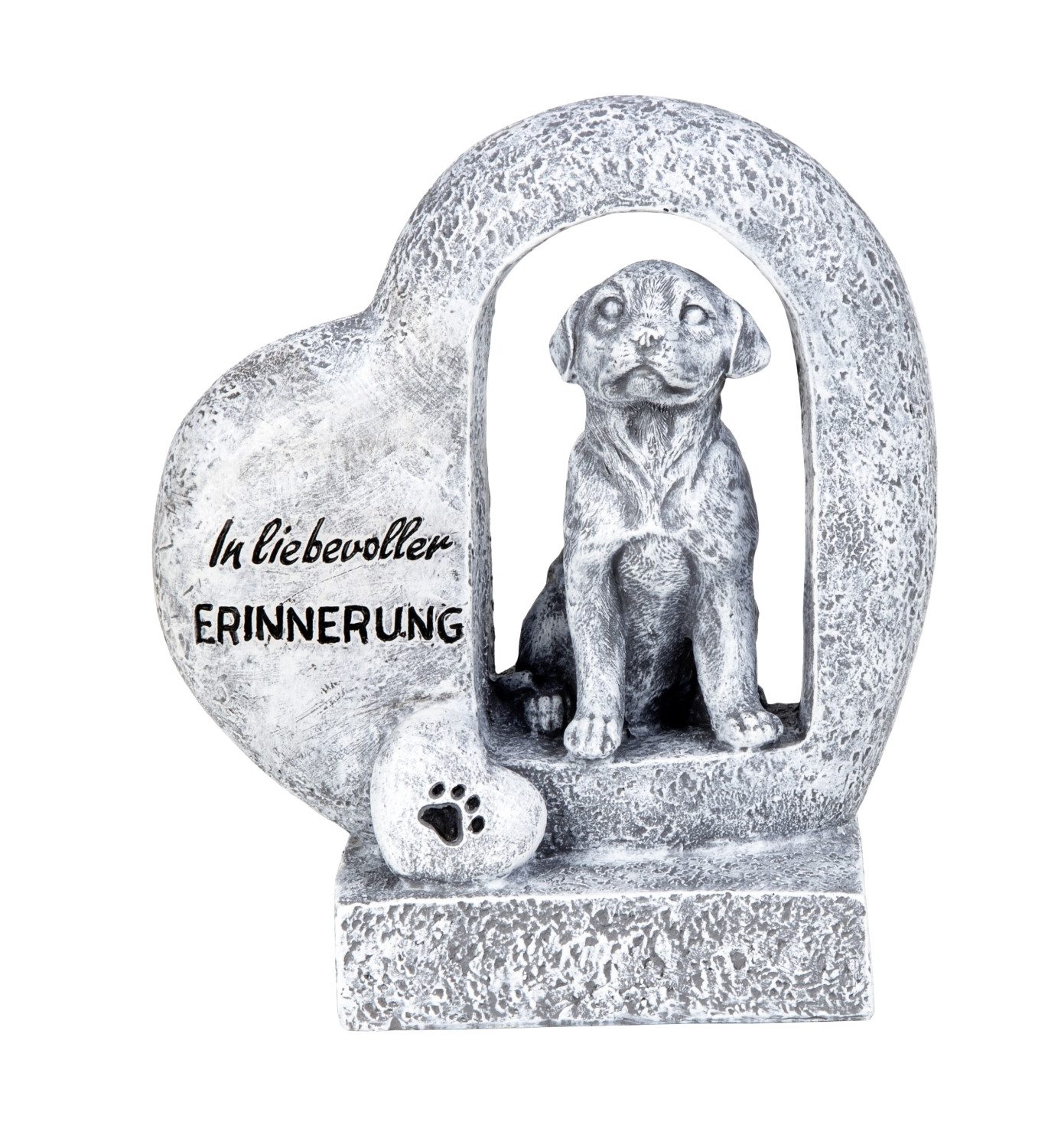 MF Grabkerze Ewige Treue Hund im Grabherz 21,5 cm Gedenkfigur in Grau (1-tlg) – Bild 3 von 3