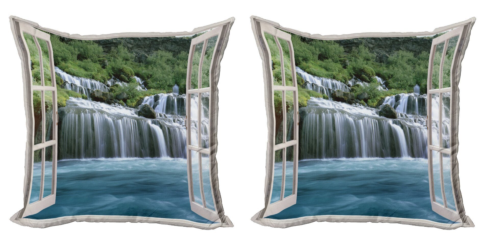 Kissenbezüge Modern Accent Doppelseitiger Digitaldruck, Abakuhaus (2 Stück), Wasserfall Majestic Paradise