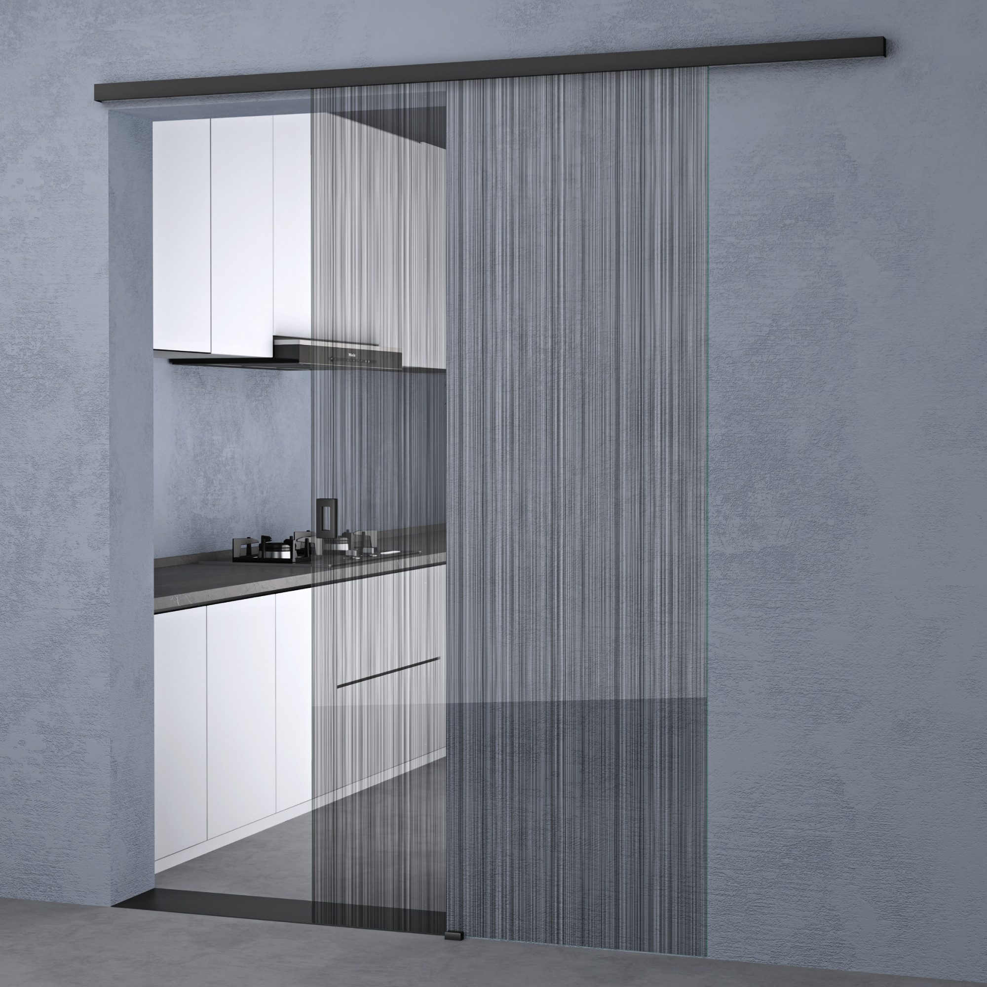 doporro Glasschiebetür Schiebetür Komplettset Zimmertür mit Sicherheitsfolie 8mm ESG Mu001, Aluminiumkonstruktion