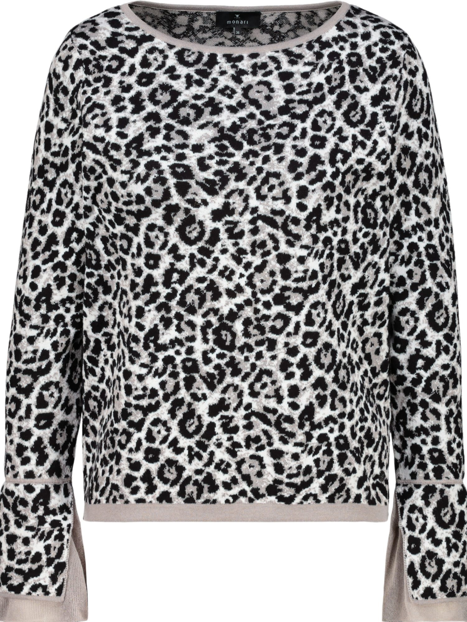 Monari Strickpullover bunt,Casual,Baumwolle,Animalprint,Rundhals,Lang,Regular Fit