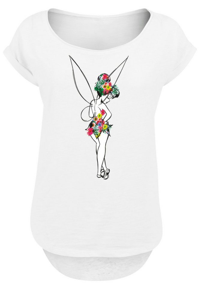 F4NT4STIC T-Shirt Disney Peter Pan Flower Power Premium Qualität, Hinten  extra lang geschnittenes Damen T-Shirt