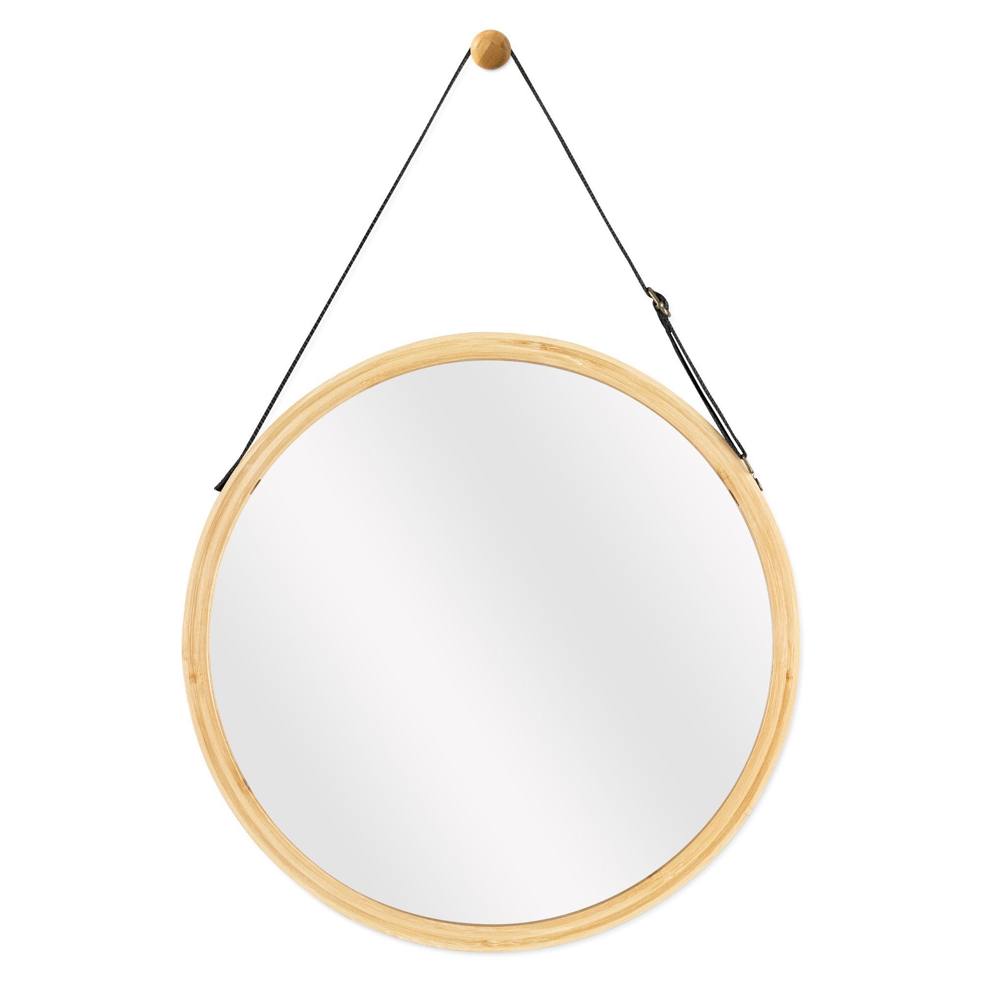 Navaris Wärmflasche Runder Bambus Spiegel, 38x38cm, zum Aufhängen als  Wanddeko, Runder Bambus Spiegel, 38x38cm, zum Aufhängen als Wanddeko