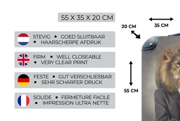 MuchoWow Handgepäckkoffer Löwe - Smoking - Gemälde, 4 Rollen, Reisetasche mit rollen, Handgepäck für Ferien, Trolley, Reisekoffer