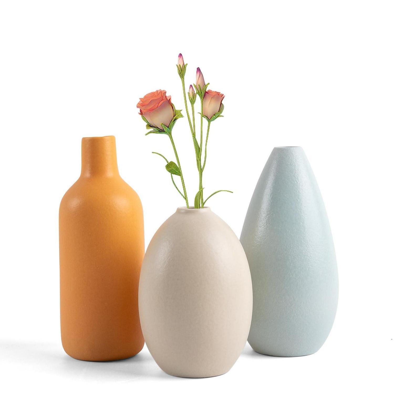 LuxusKollektion Dekovase Keramikvasen-Set Boho Mehrfarbig 3er-Set (1 St)