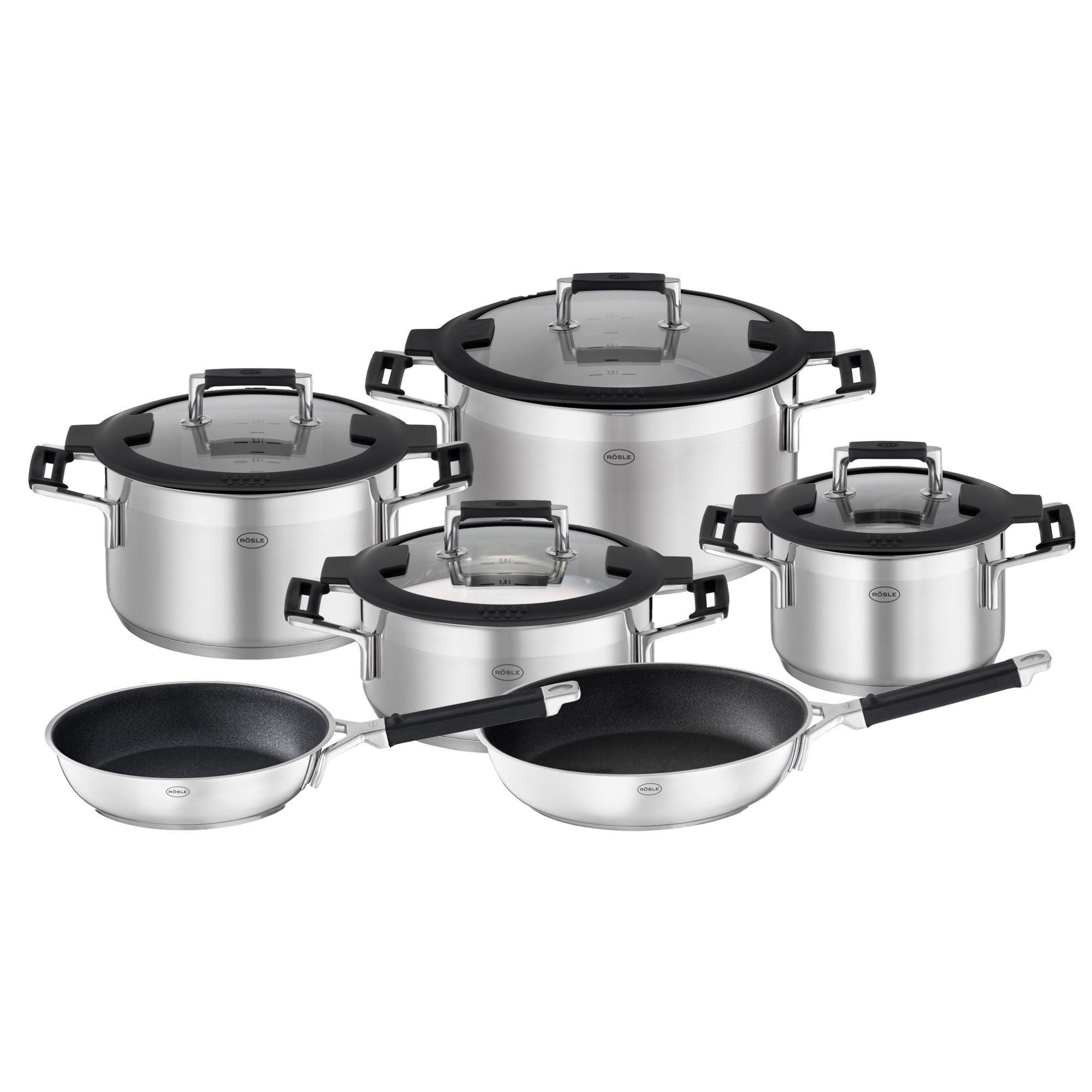 RÖSLE Kochtopf RÖSLE Topfset 6 tlg. Silence Pro Edelstahl Topfset Kochtopf Set