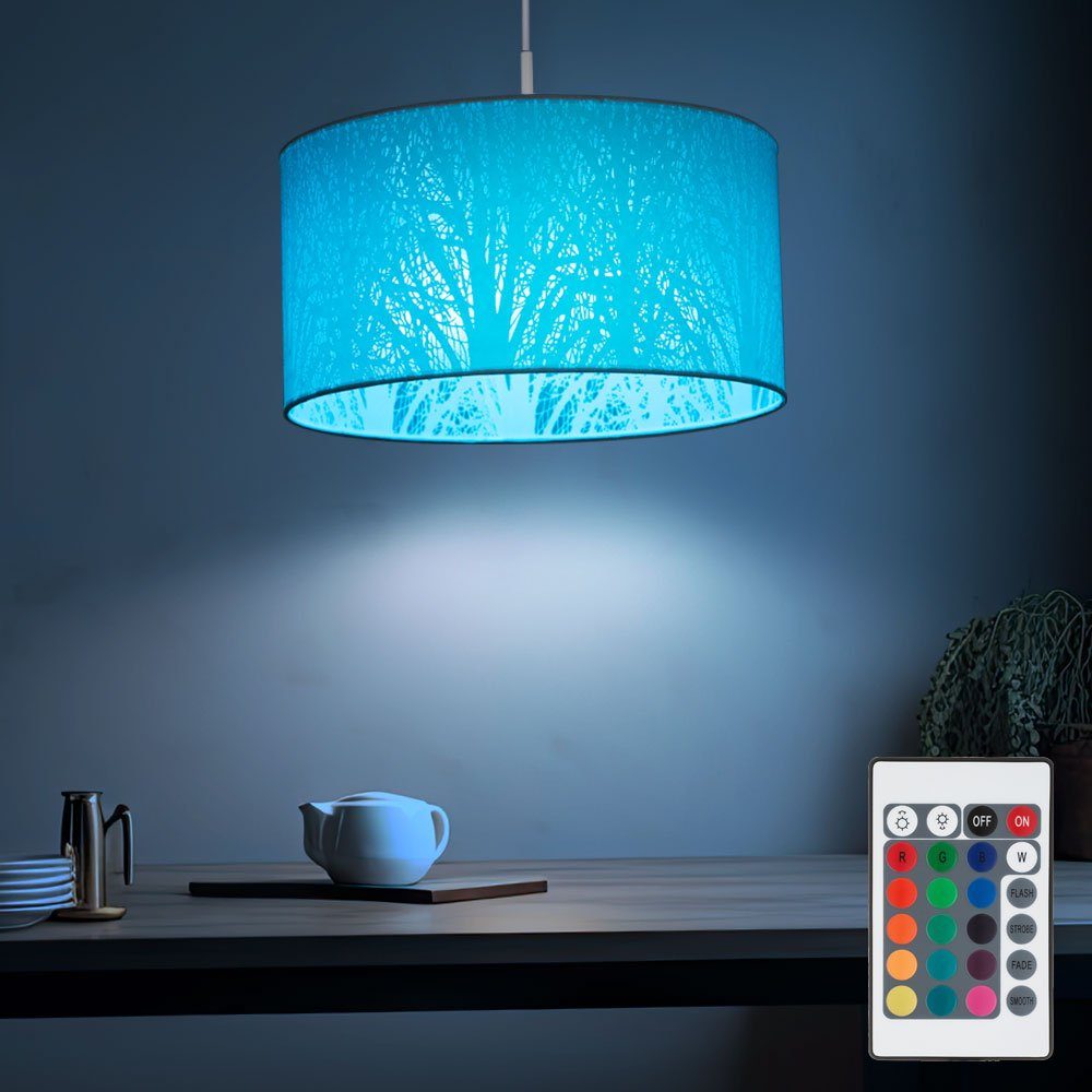 GLOBO LIGHTING LED Pendelleuchte, Leuchtmittel inklusive, Warmweiß, Farbwechsel, Pendel Lampe Wohn Zimmer Baum Muster Decken Hänge Leuchte
